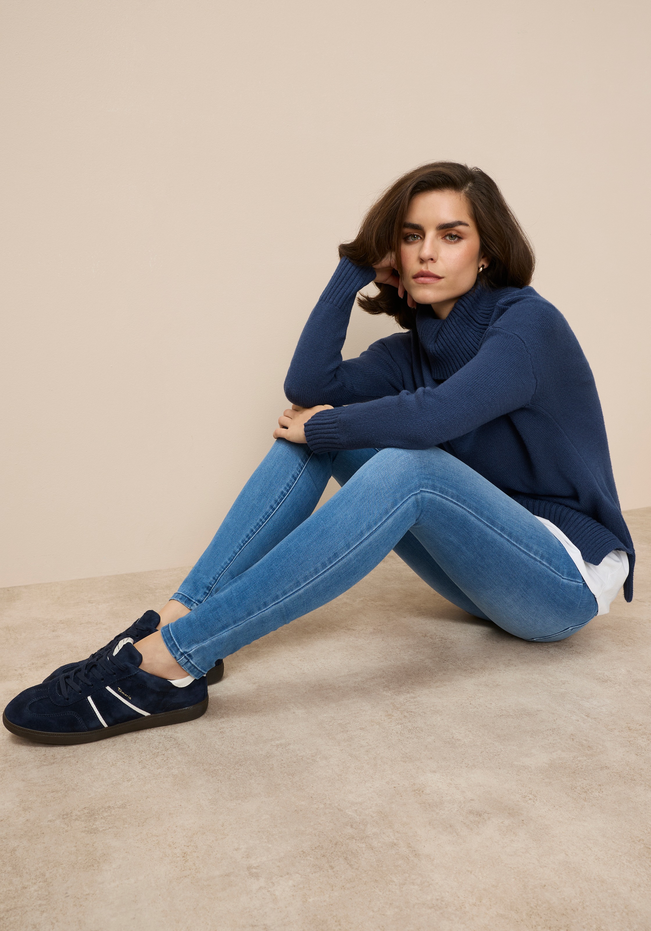 Thumbnail - Tamaris Skinny-fit-Jeans schmale Beinweite, mit Gürtelschlaufenbund, mit Metallreißverschluss