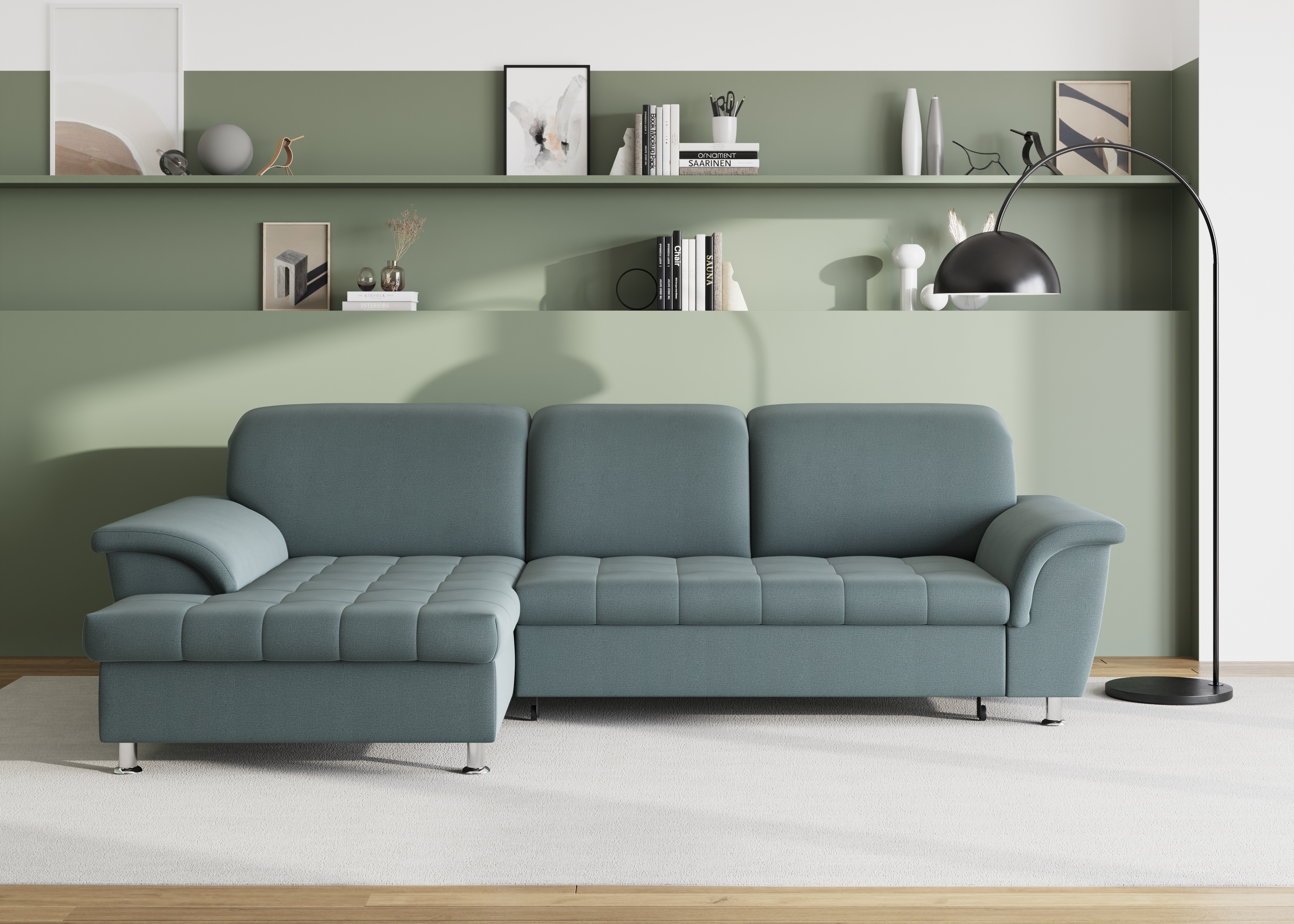 DOMO collection Ecksofa "FRANZI 278x170x81 cm, Steppung im Sitzbereich, L-Form" wahlweise mit Bettfunktion, Bettkasten und Kopfteilverstellung