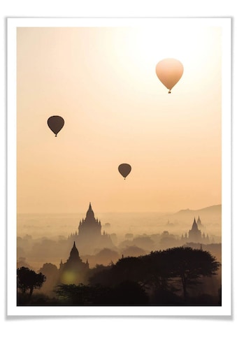 Poster »Morgen über Bagan«, Landschaften, (1 St.), Poster ohne Bilderrahmen