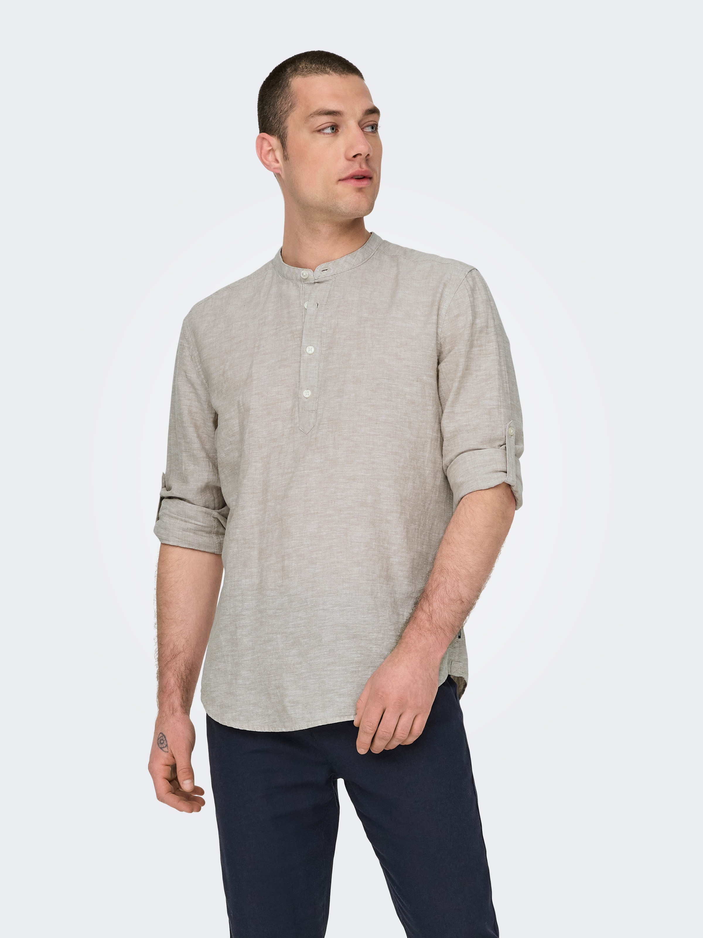 ONLY & SONS »ONSCAIDEN LS HALFPLACKT LINEN SHIRT«