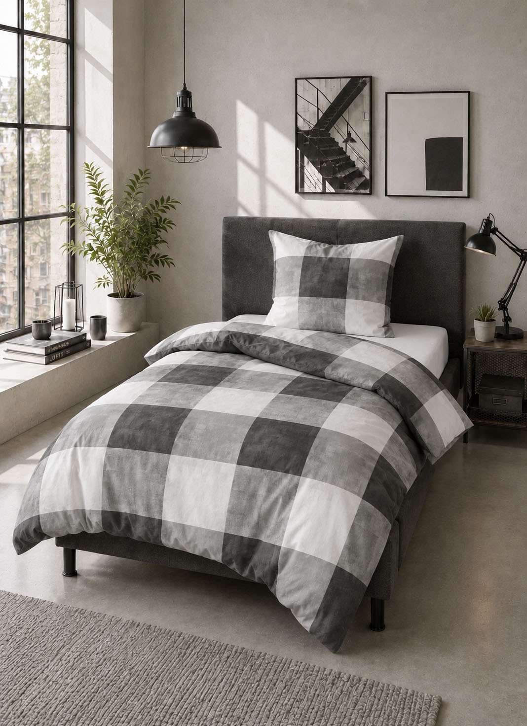 Castell - Markenbettwäsche Bettwäsche »0350384 Polycotton-Biber Bettwäsche 69% Baumwolle, 31% Polyester« 2 wärmend weich, Reißverschluss, Winterbettwäsche, Karo