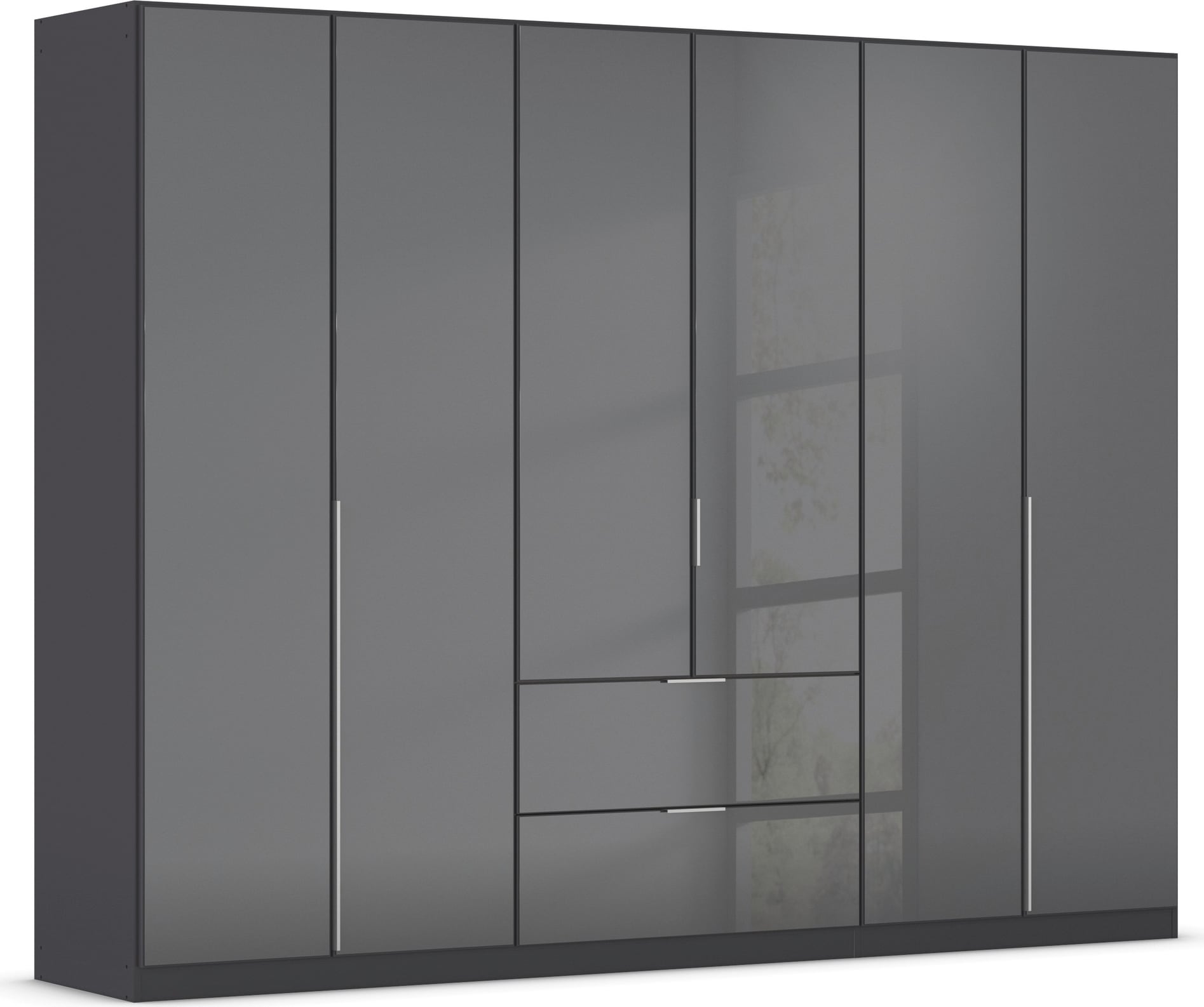 OTTO home Drehtürenschrank "Kleiderschrank Kleiderschränke Schrank Garderobe AGORDO mit Glasfront" in zwei Griff-Farben, Breiten 91-360 cm, mit Außenschubkästen, in 7 Breiten und 2 Höhen MADE IN GERMANY