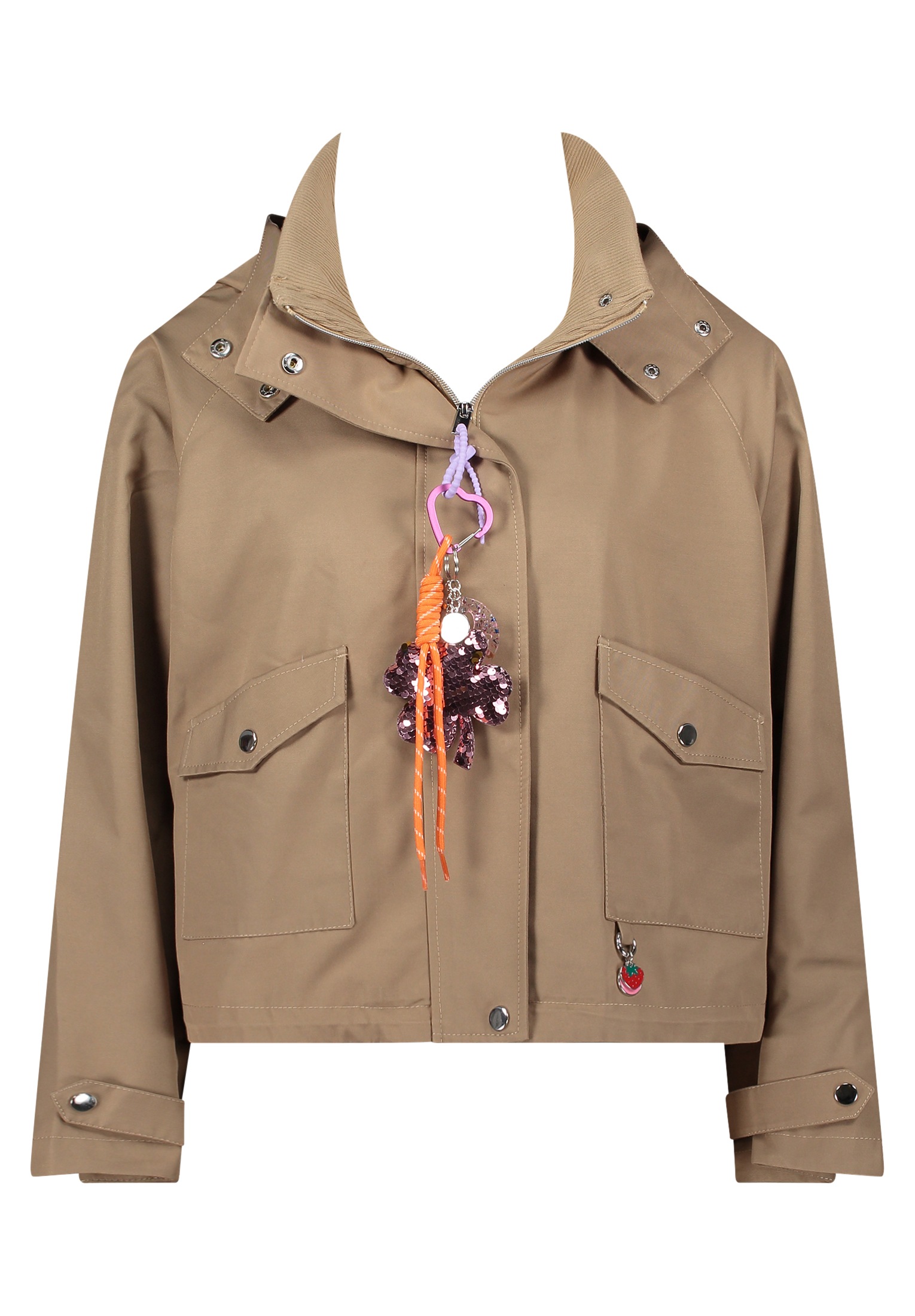 Cartoon Canvasjacke »Damen mit aufgesetzten Taschen«