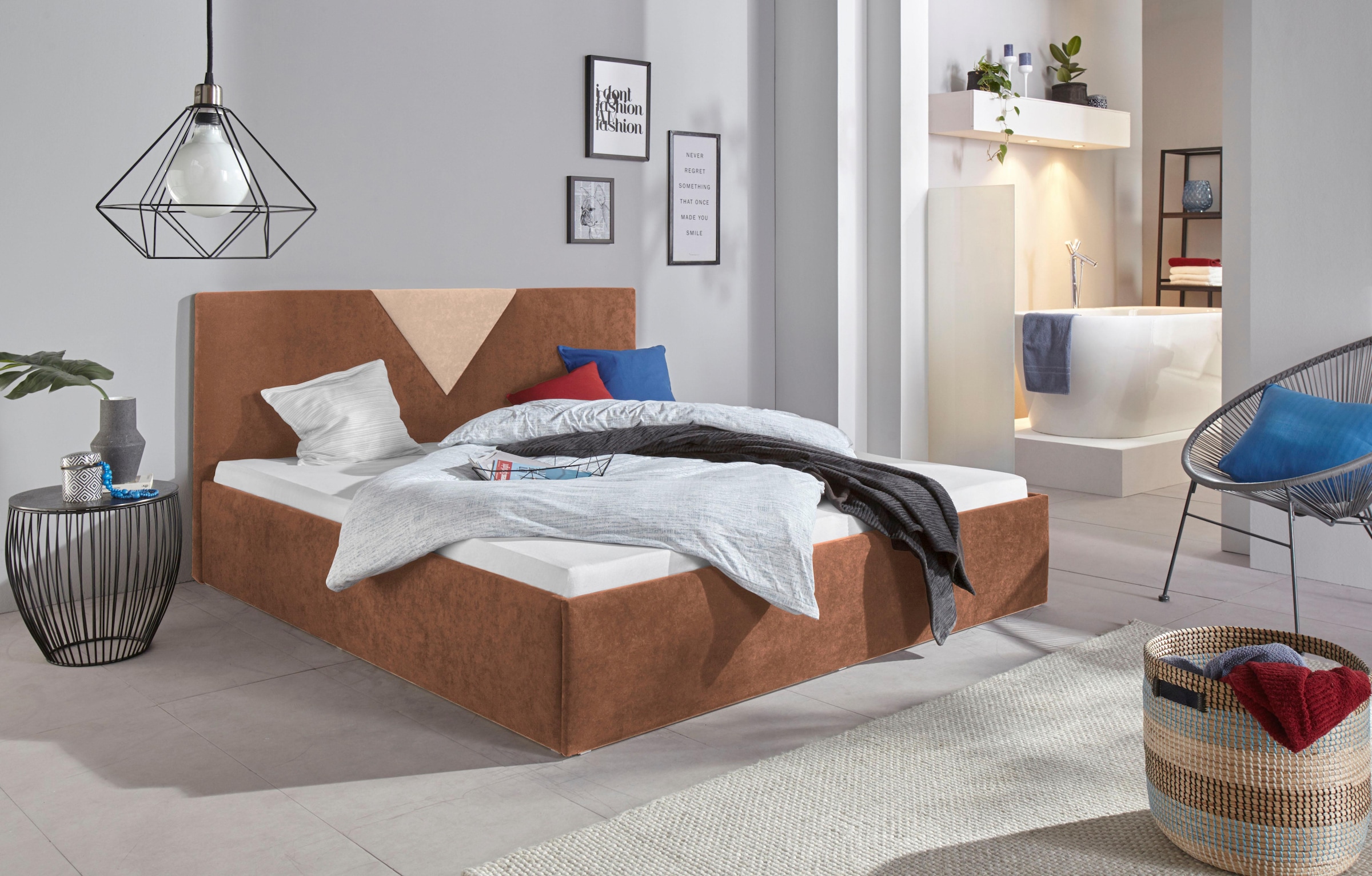 Polsterbett "Malibu", braun (braun, beige), B:172cm L:212cm, Bezug Bett: Microfaser (100% Polyester);Bonnell-Federkernmatratze: 51% Polypropylen, 39% Polyester und 10% Baumwolle;Kaltschaummatratze: 100% Polyester, Bezug abnehm- und waschbar bis 60C, WESTF