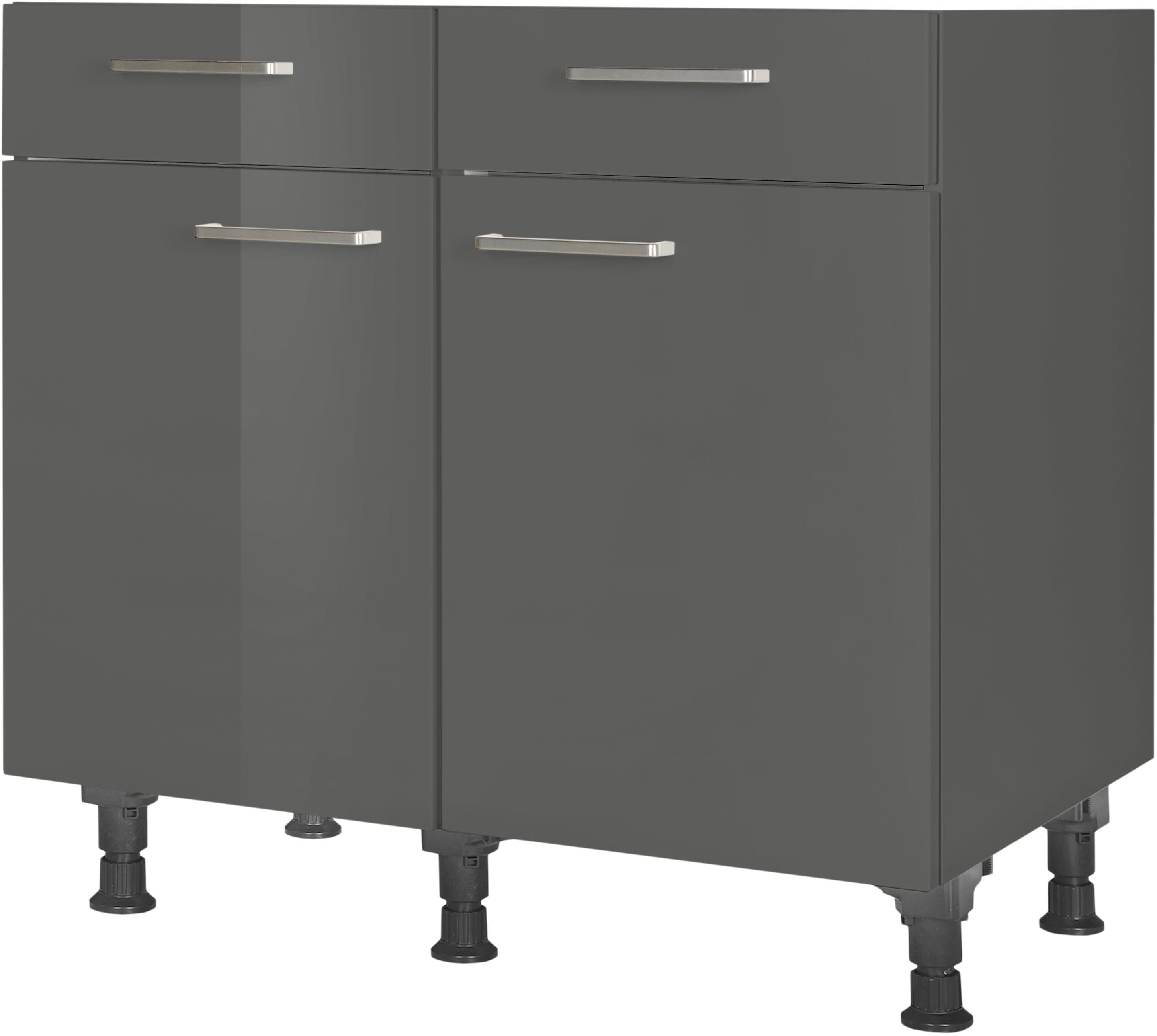 nobilia 1100000002199 ""Flash", vormontiert, Breite 90 cm, Soft-Close-Funktion" bei den Schubkästen, inkl. höhenverstellbare Sockelfüße