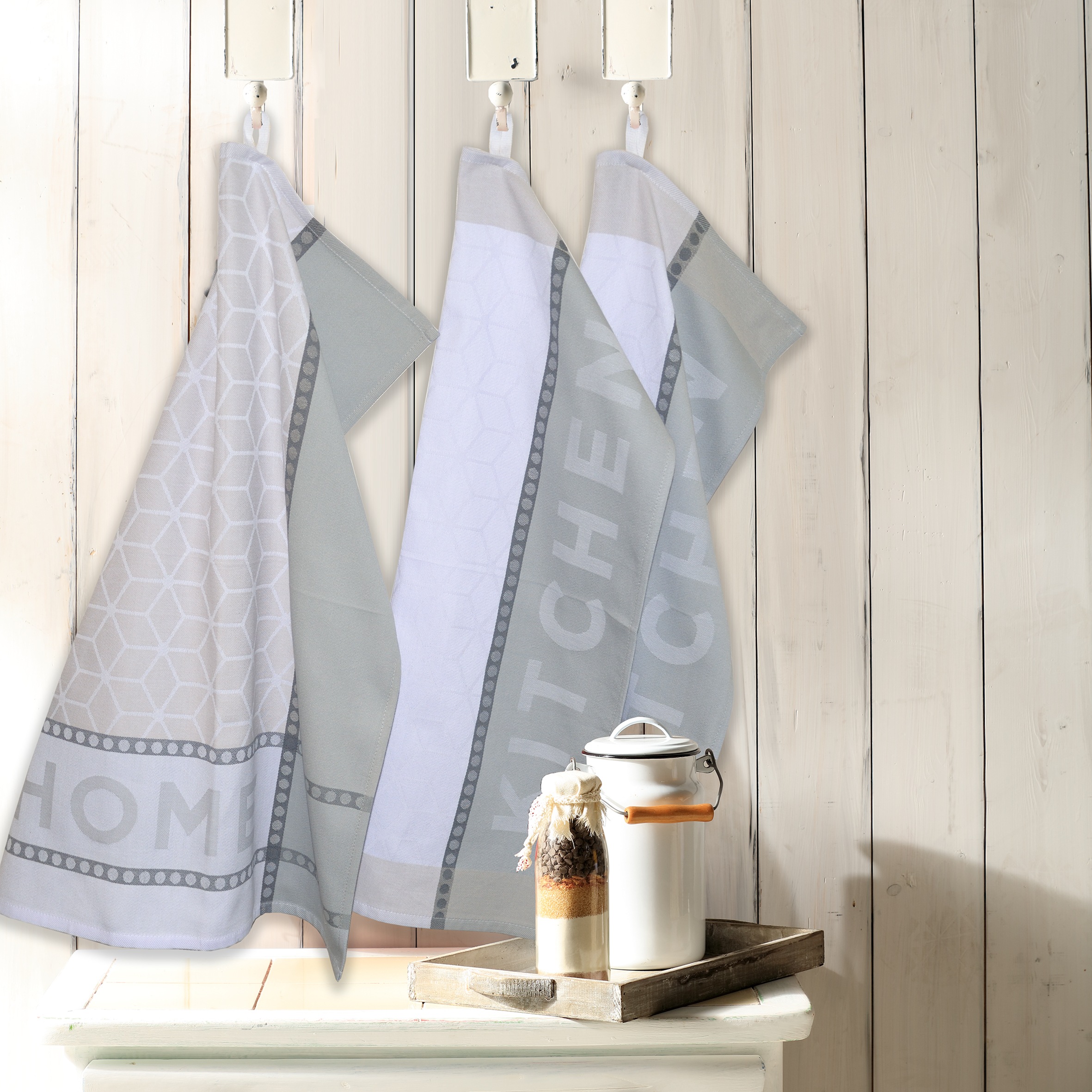 Dyckhoff Geschirrtuch "HOME / KITCHEN, Maße je Tuch ca. 50x70 cm" mit zwei günstig online kaufen