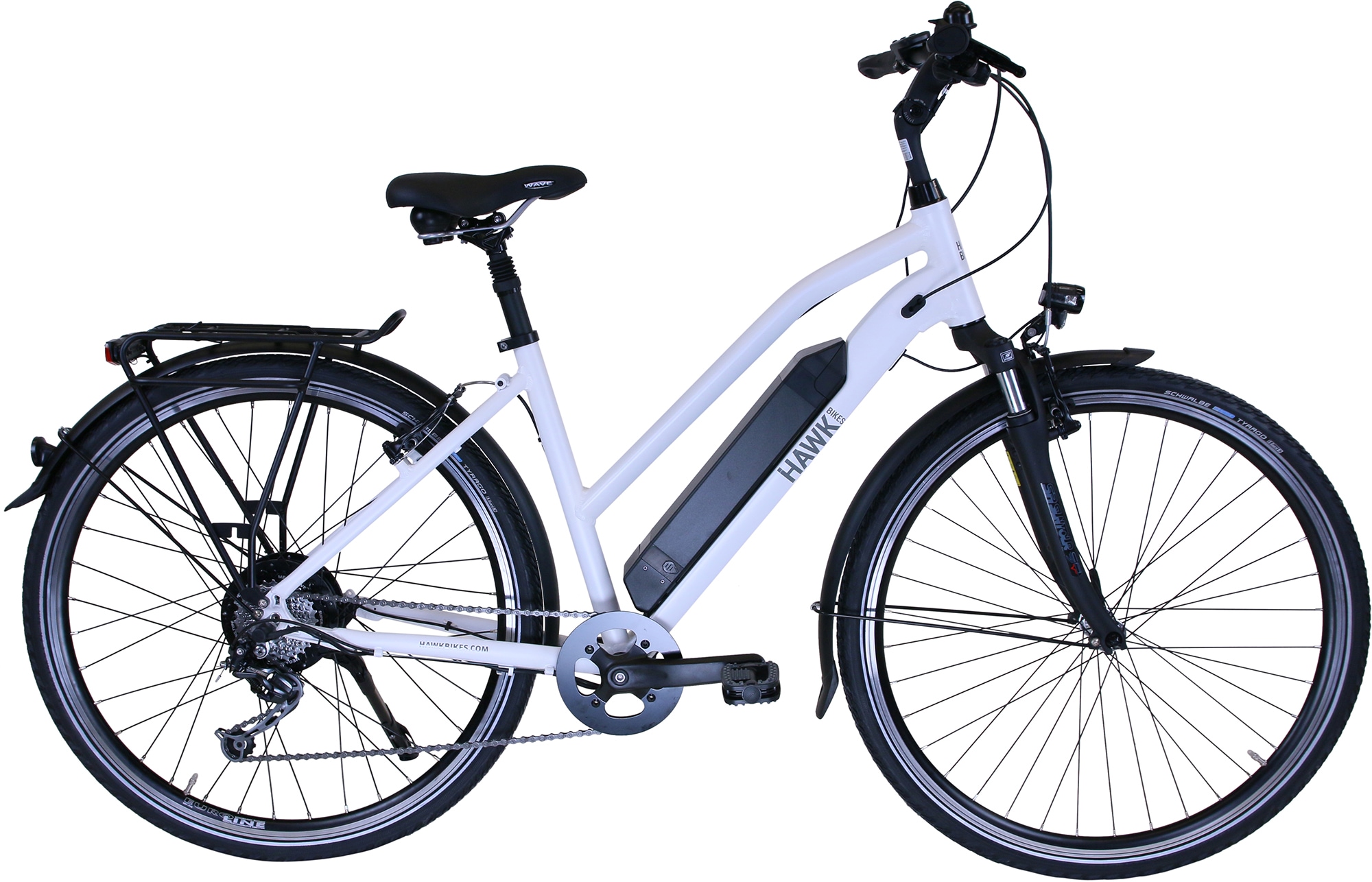 HAWK Bikes E-Bike »HAWK«, 8 Gang, microSHIFT, Microshift, Heckmotor 250 W, Pedelec, Elektrofahrrad für Damen, Trekkingrad