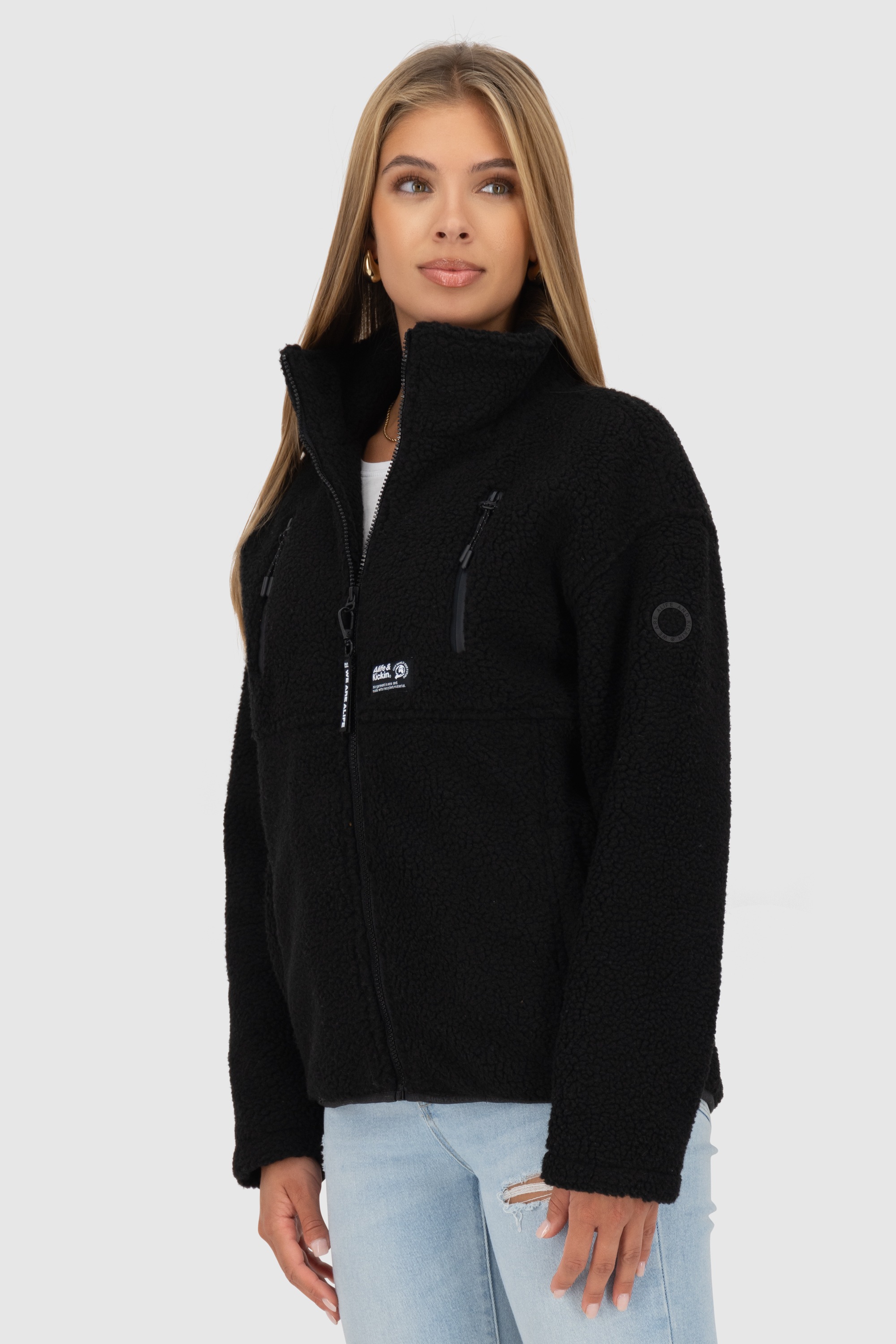 Alife & Kickin Sweatjacke »Damen KaluaAK G«, Warme Teddyplüschjacke mit kuscheligem Fleece-Innenfutter