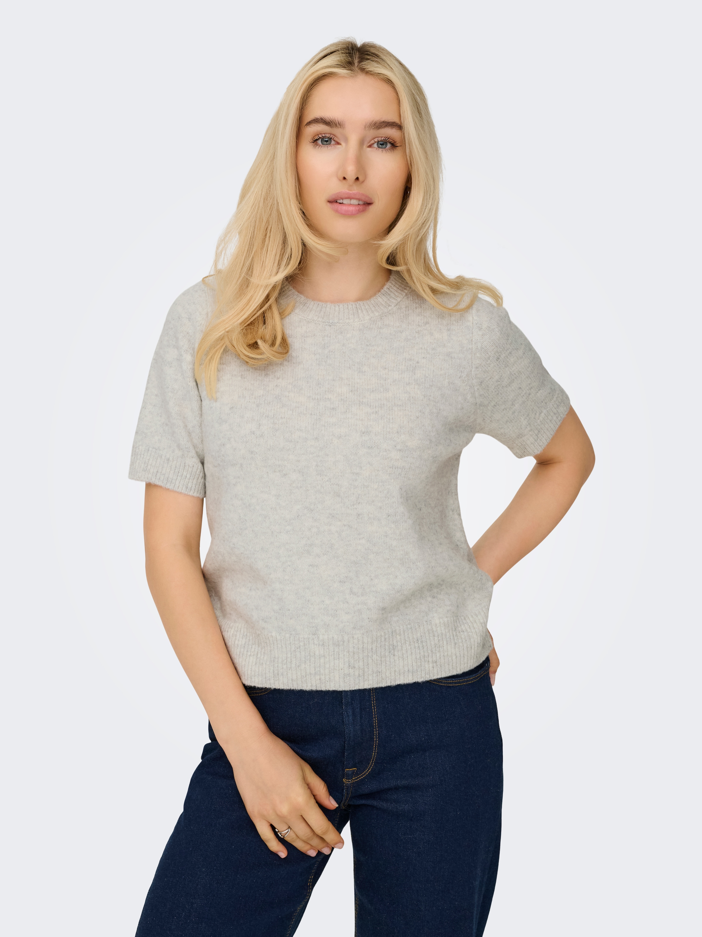 ONLY Kurzarmpullover "ONLABBY LIFE SS BLING TOP O-NECK KNT" günstig online kaufen