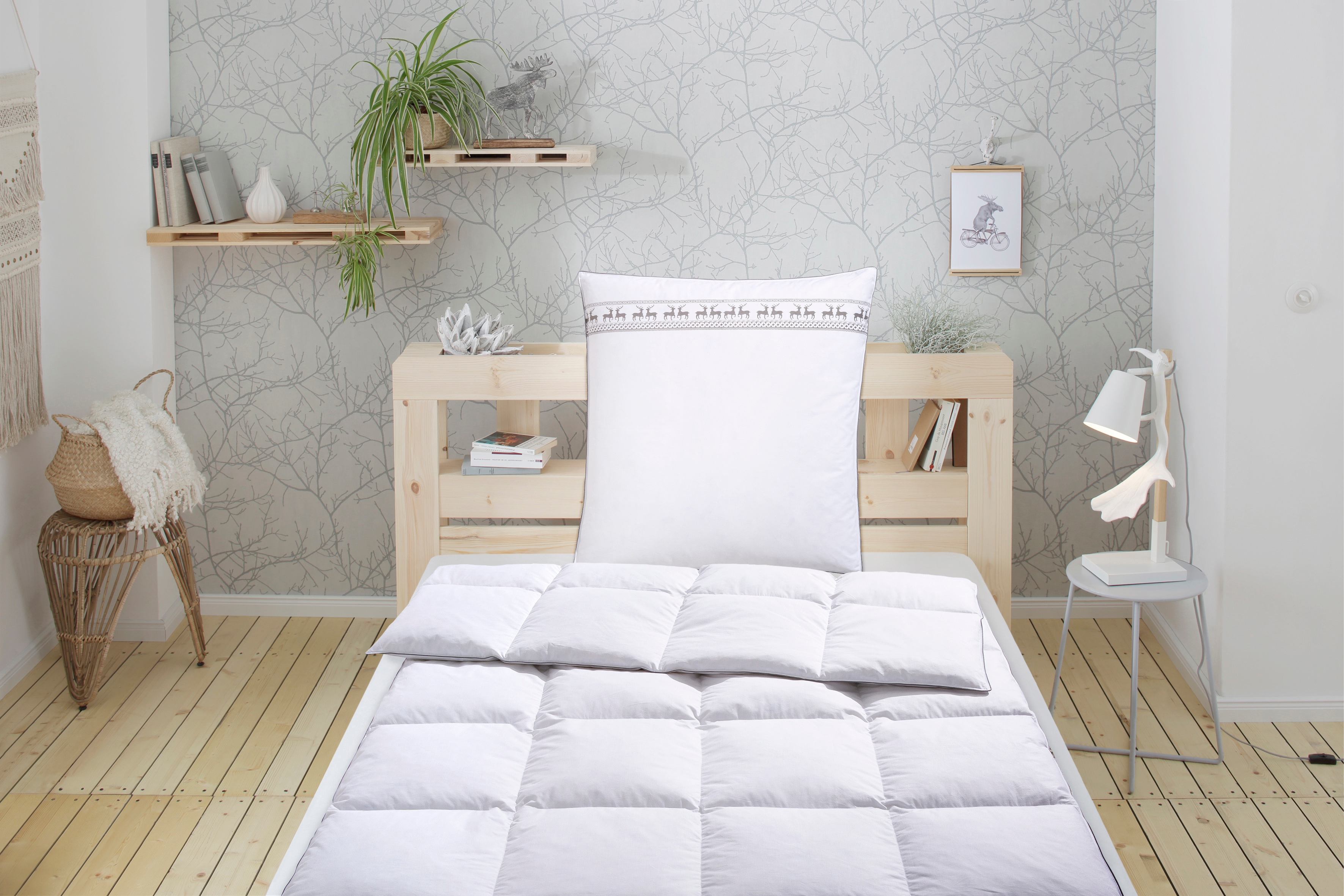 OTTO home Federbettdecke + Kopfkissen "Forsakar, Bettdecke 135x200 cm, 155x220 cm, Sommer, Winter" 2-tlg., Set mit Kissen 80x80 cm, Made in Germany