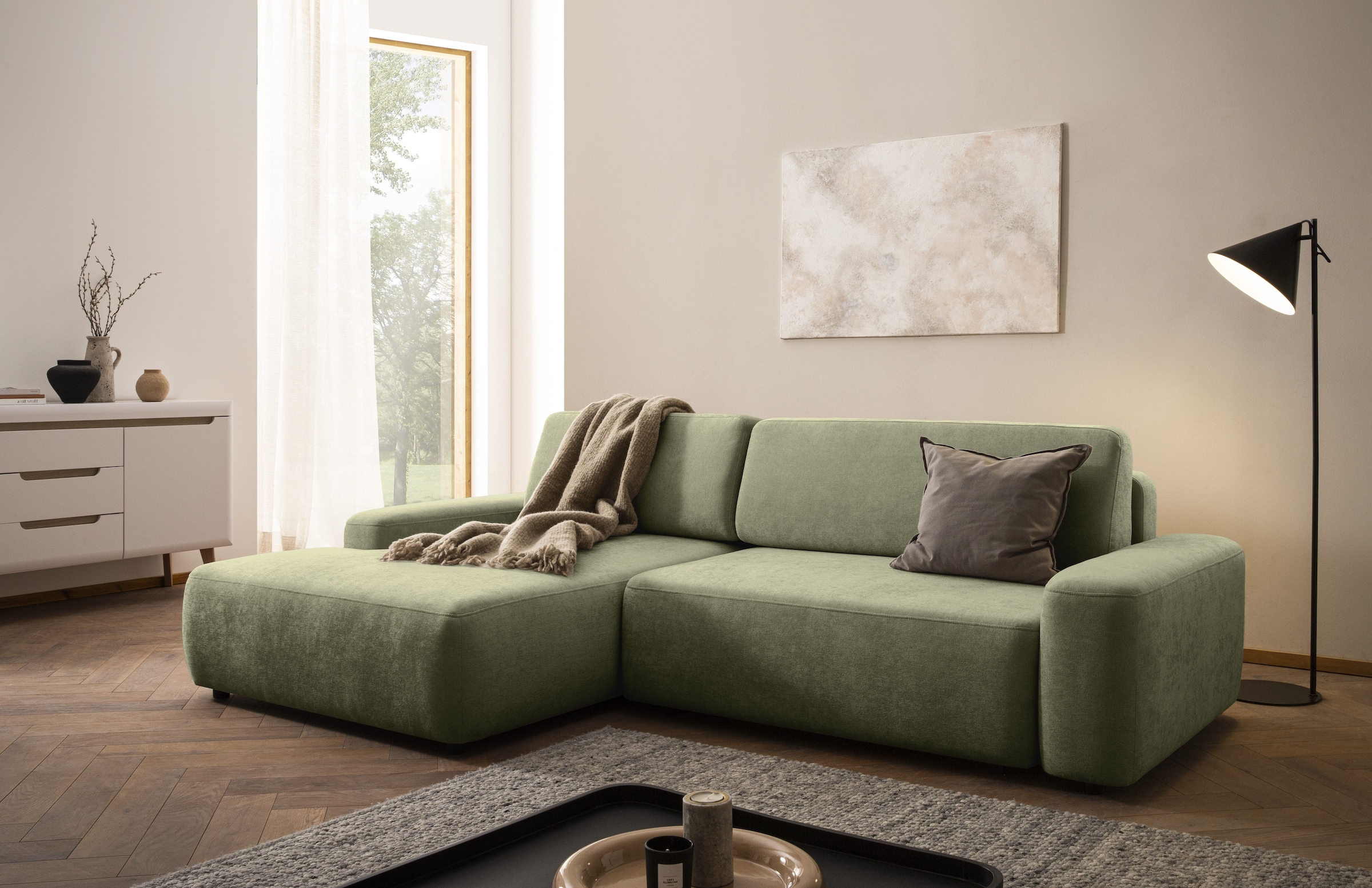 Home affaire Ecksofa "TORGE (264cm), Schlafsofa in Cord, Samtvelours o Stru günstig online kaufen