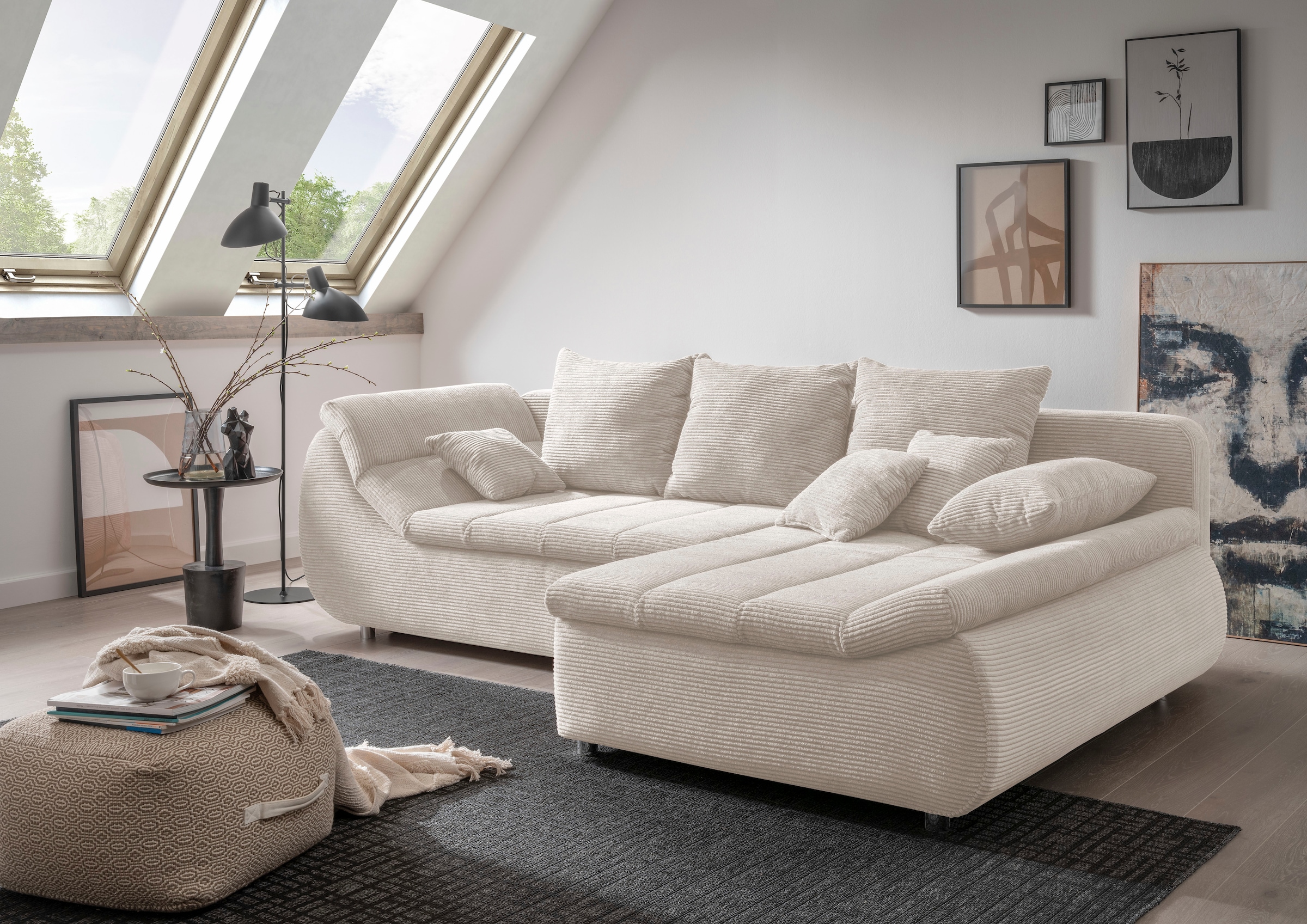 Home affaire Ecksofa "Imola, bequem, aktuelle Steppung im Sitz, L-Form, Breite 270cm" wahlweise mit Bettfunktion