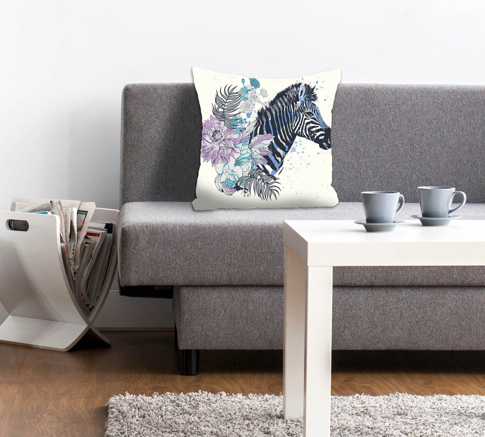 queence Dekokissen "Vesna" Kissenhülle,Zebra,Blumen,Bunt,Tropisch,Muster,Wi günstig online kaufen