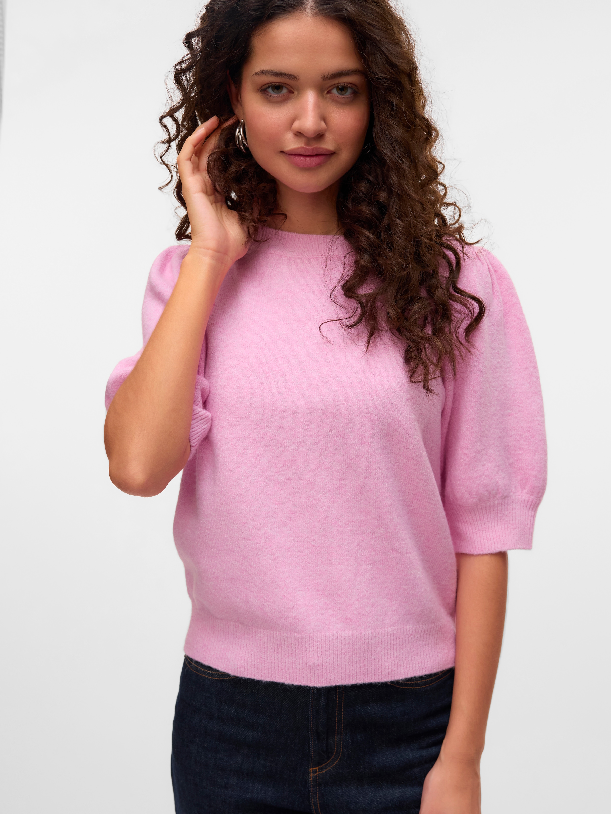 Vero Moda Kurzarmpullover »VMDOFFY 2/4 O-NECK PULLOVER GA NOOS«, mit leichten Puffärmeln