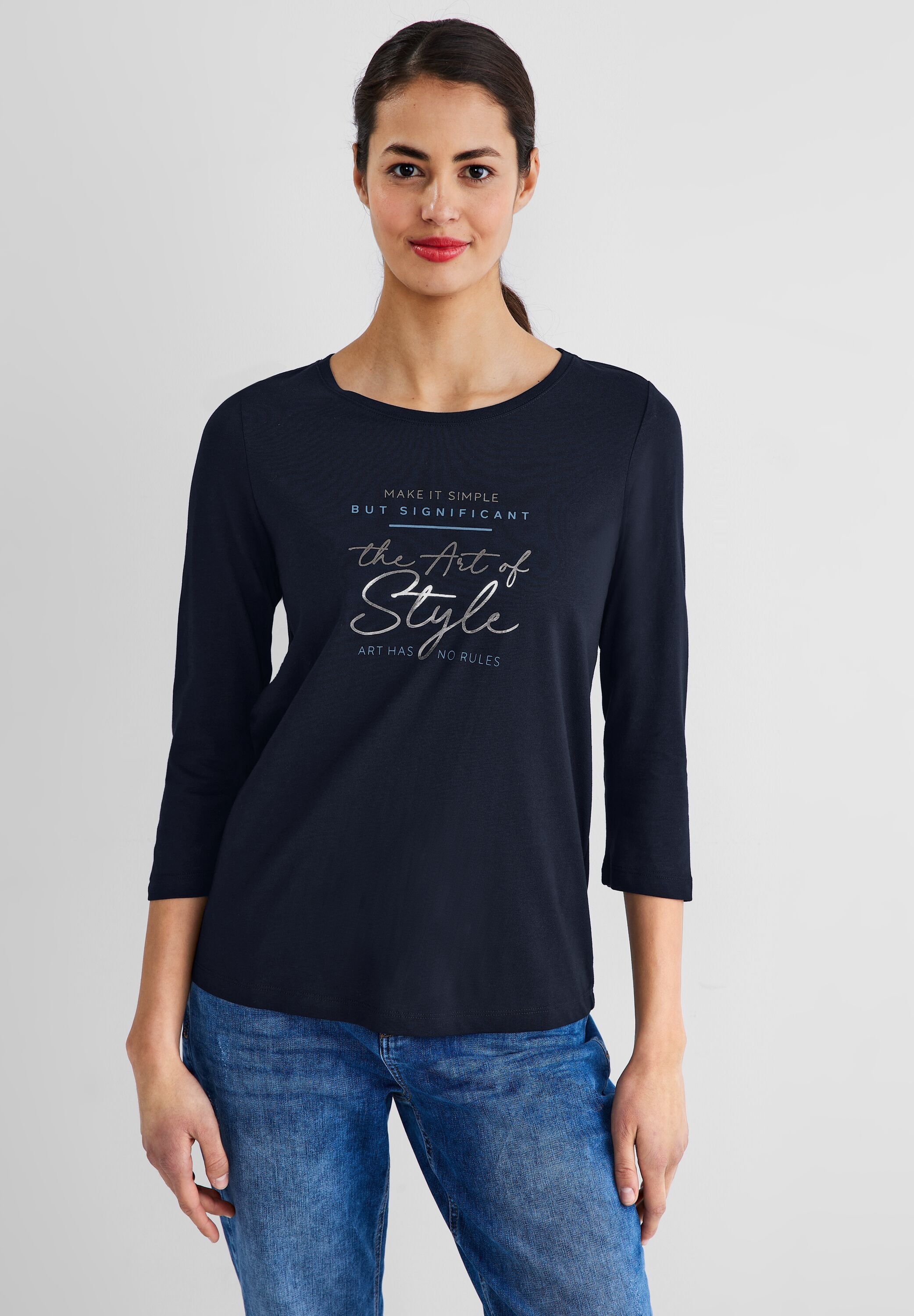 STREET ONE 3/4-Arm-Shirt in Unifarbe