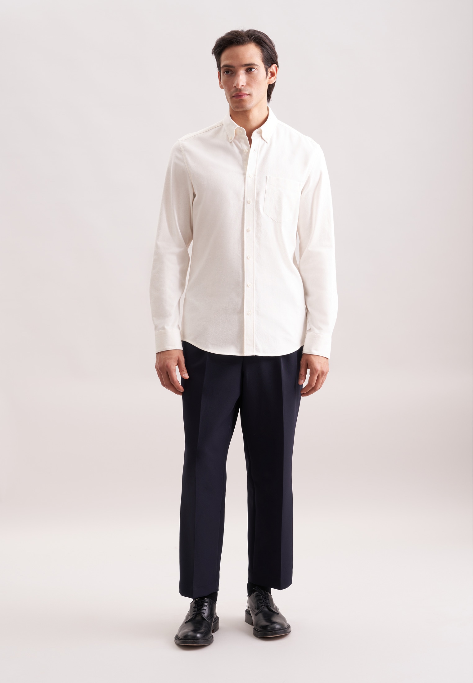 seidensticker Flanellhemd, Slim 1/1 Button-Down-Kragen Uni