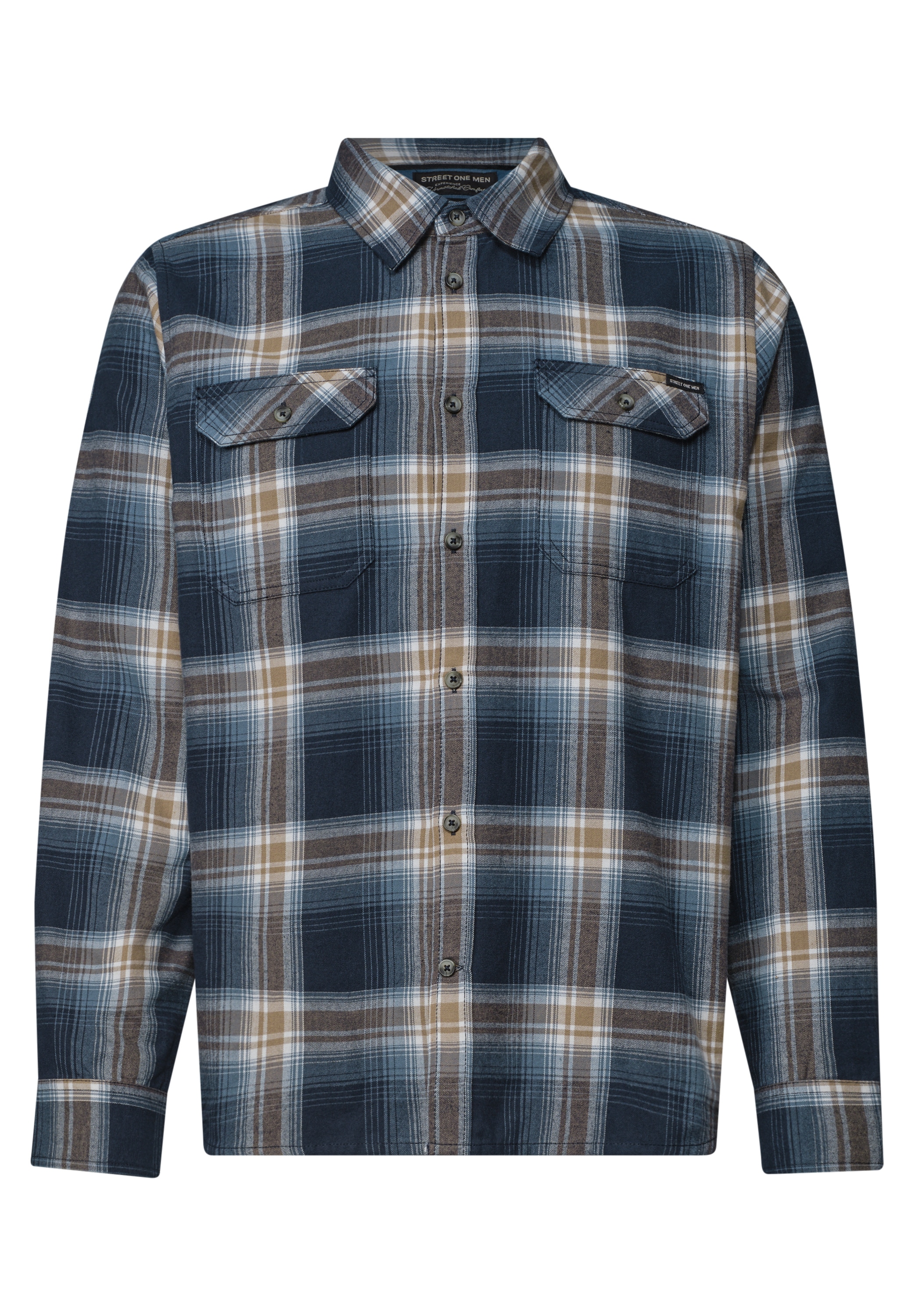 STREET ONE MEN Langarmhemd aus reiner Baumwolle