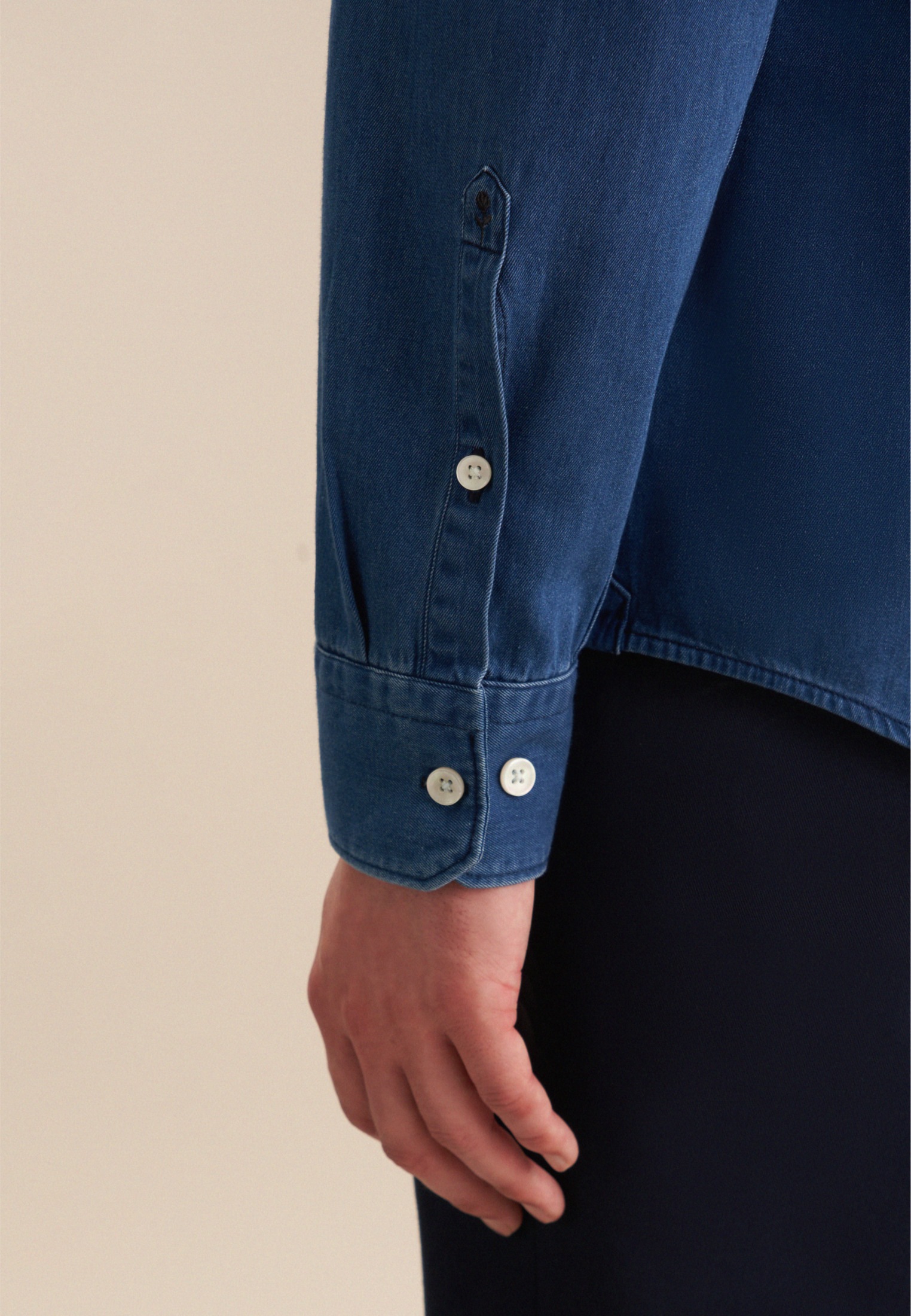 seidenstickerJeanshemd, Regular Kentkragen Denim