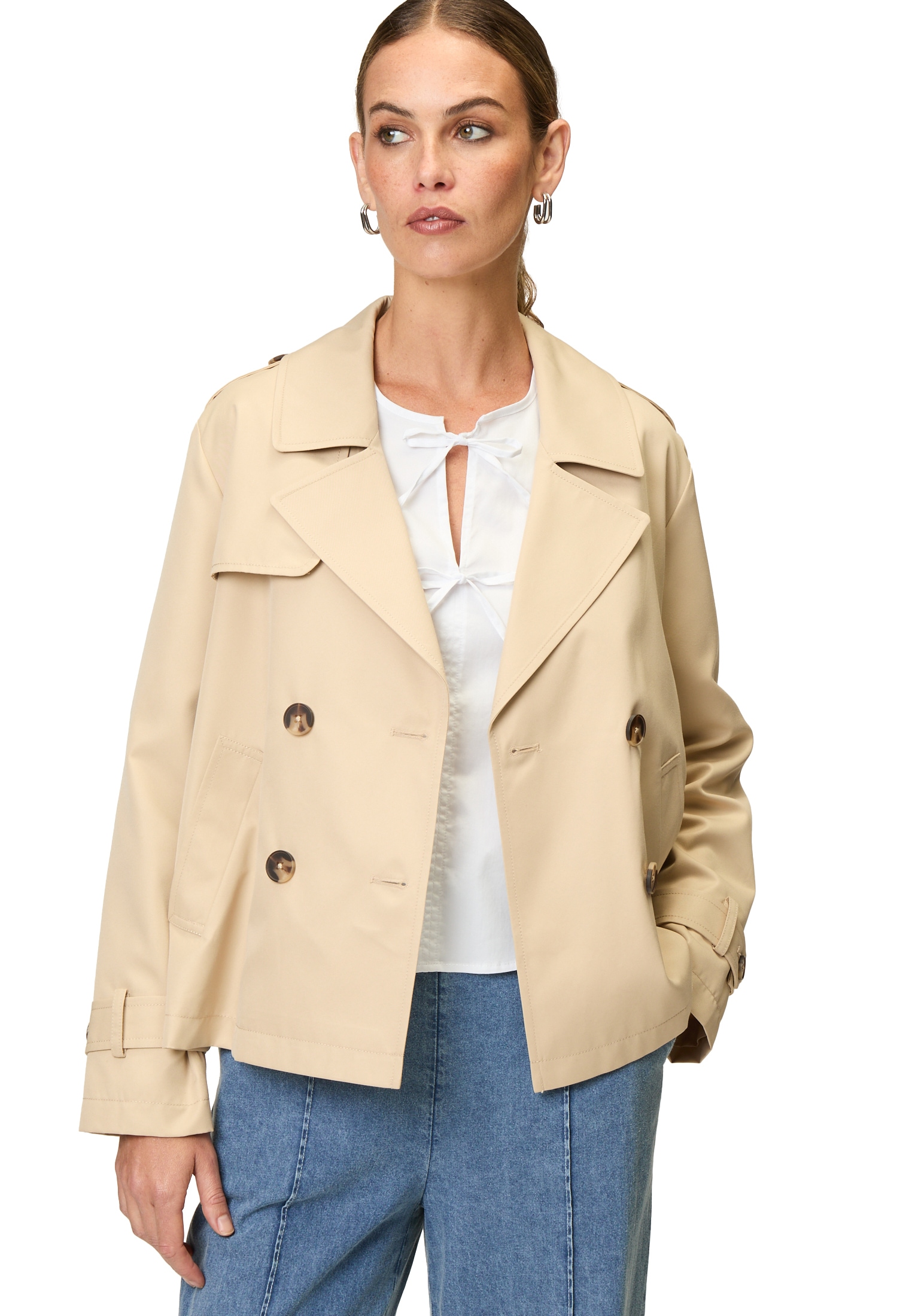 Zero Langjacke "zero Damen Trenchjacke zweireihig mit Reverskragen" günstig online kaufen