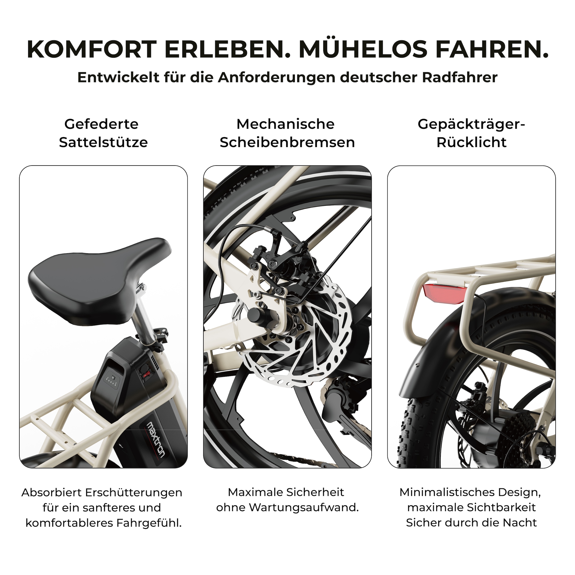 Maxtron »Maxtron MULE Klapprad« 7 Gang Shimano ALTUS Schaltwerk Kettenschaltung 250 W Packung,  Stadt & Abenteuer: 20" Fatbike mit XXL 20Ah Akku.