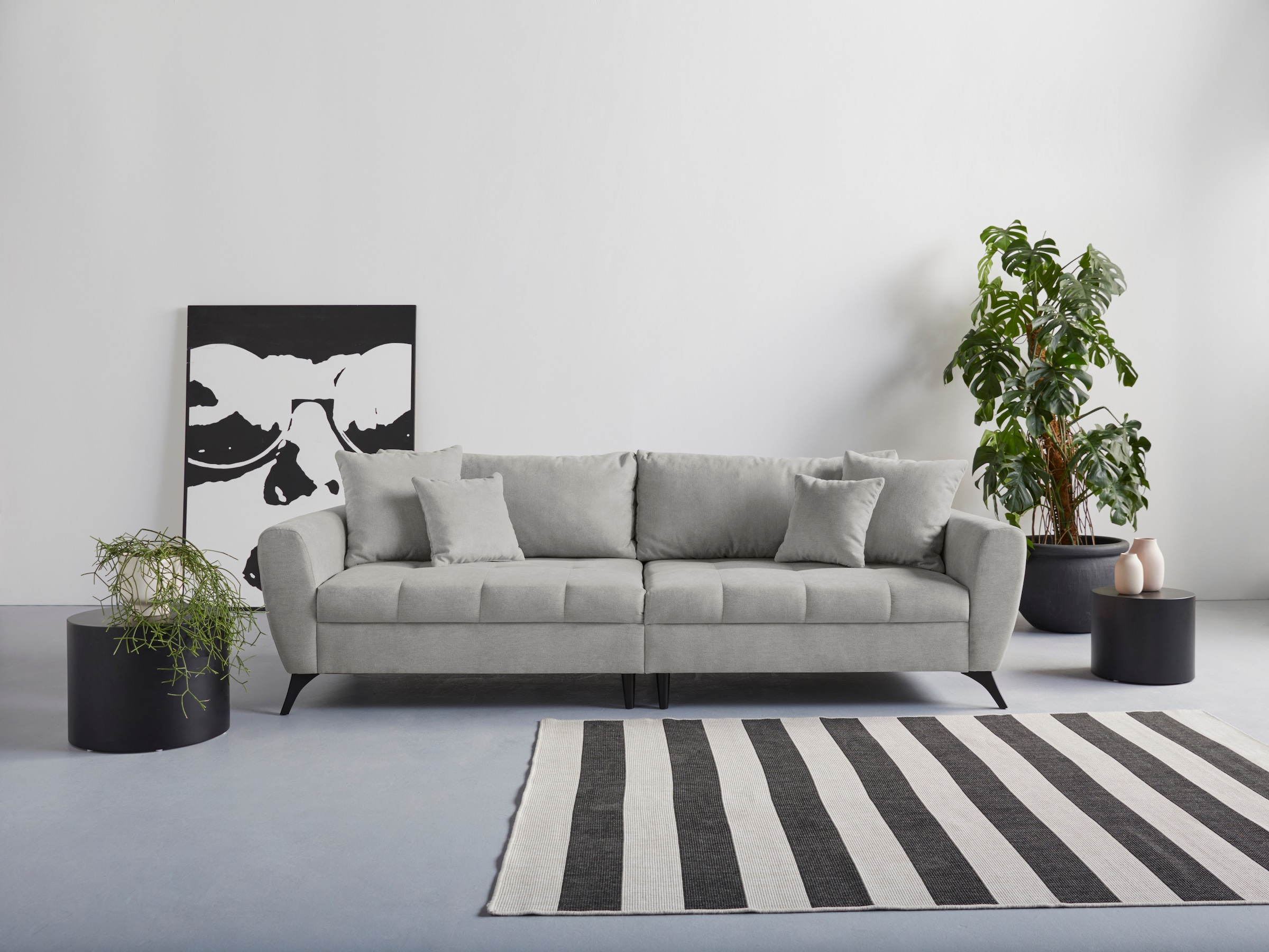 INOSIGN Big-Sofa "Lörby", auch mit Aqua clean-Bezug, feine Steppung im Sitzbereich, lose Kissen