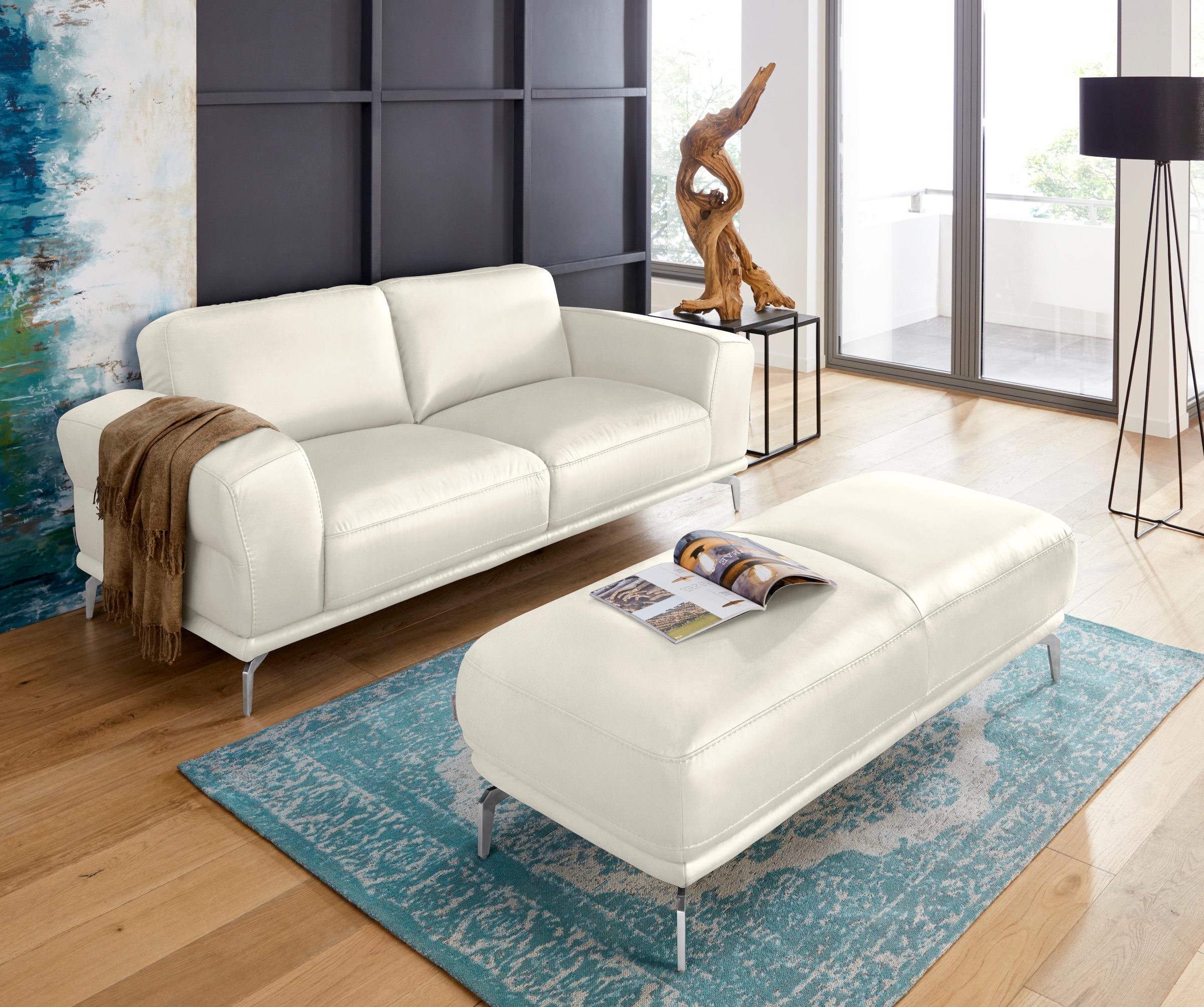 W.SCHILLIG Hocker »montanaa«, mit Metallfüßen in Chrom glänzend, Breite 141 cm