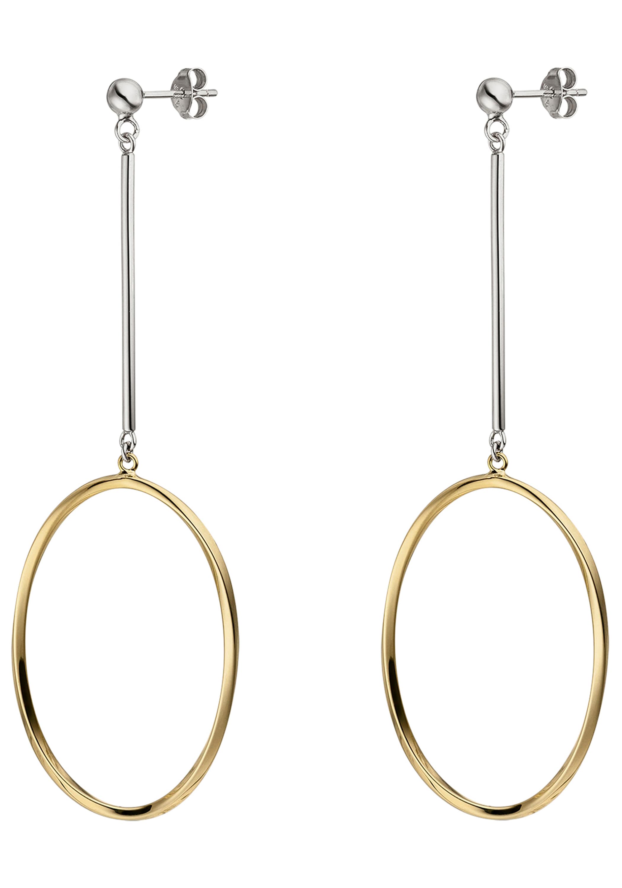 JOBO Paar Ohrhänger »Ohrringe hängend 80 mm lang« 925 Silber bicolor vergoldet