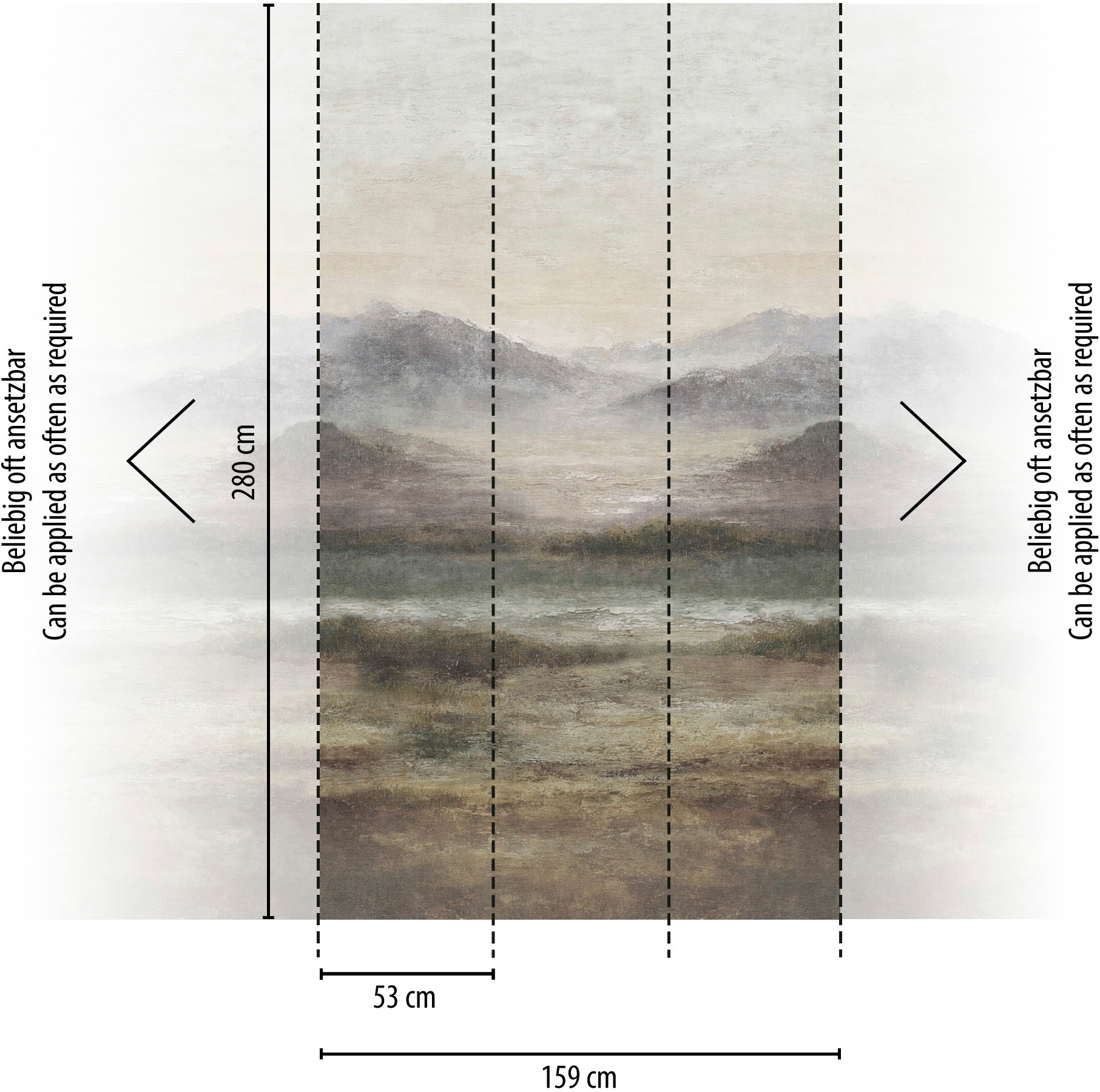 living walls Fototapete »The Wall 4 Structures – Nebelige Berglandschaft Vlies-Fototapete« Motiv | matt | naturalistisch leicht strukturiert Nebelige Berglandschaft mit atmosphärischer Tiefe