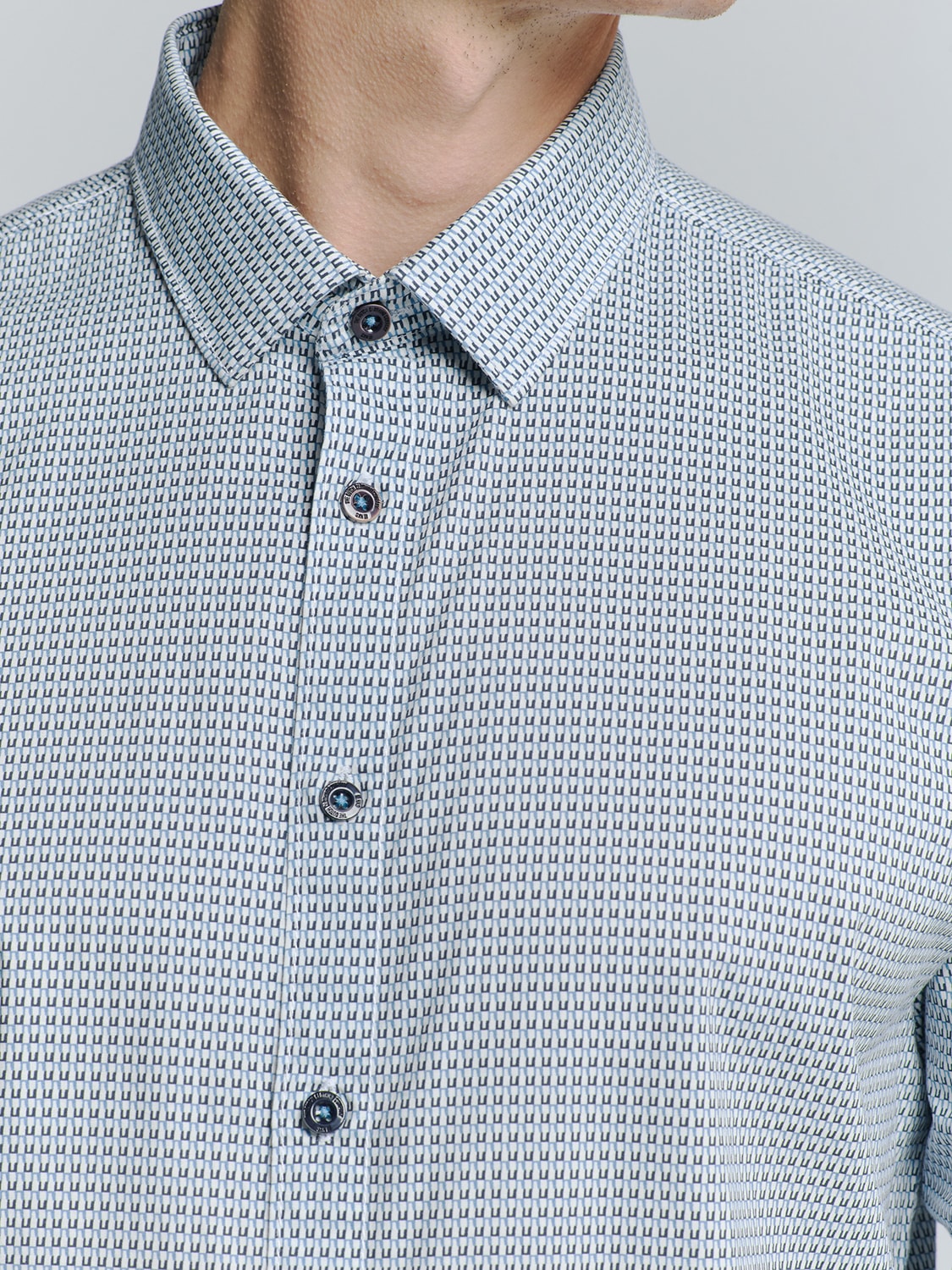 NO EXCESS Langarmhemd »No Excess Stretchhemd mit Print Shirt Stretch Allover Printed«