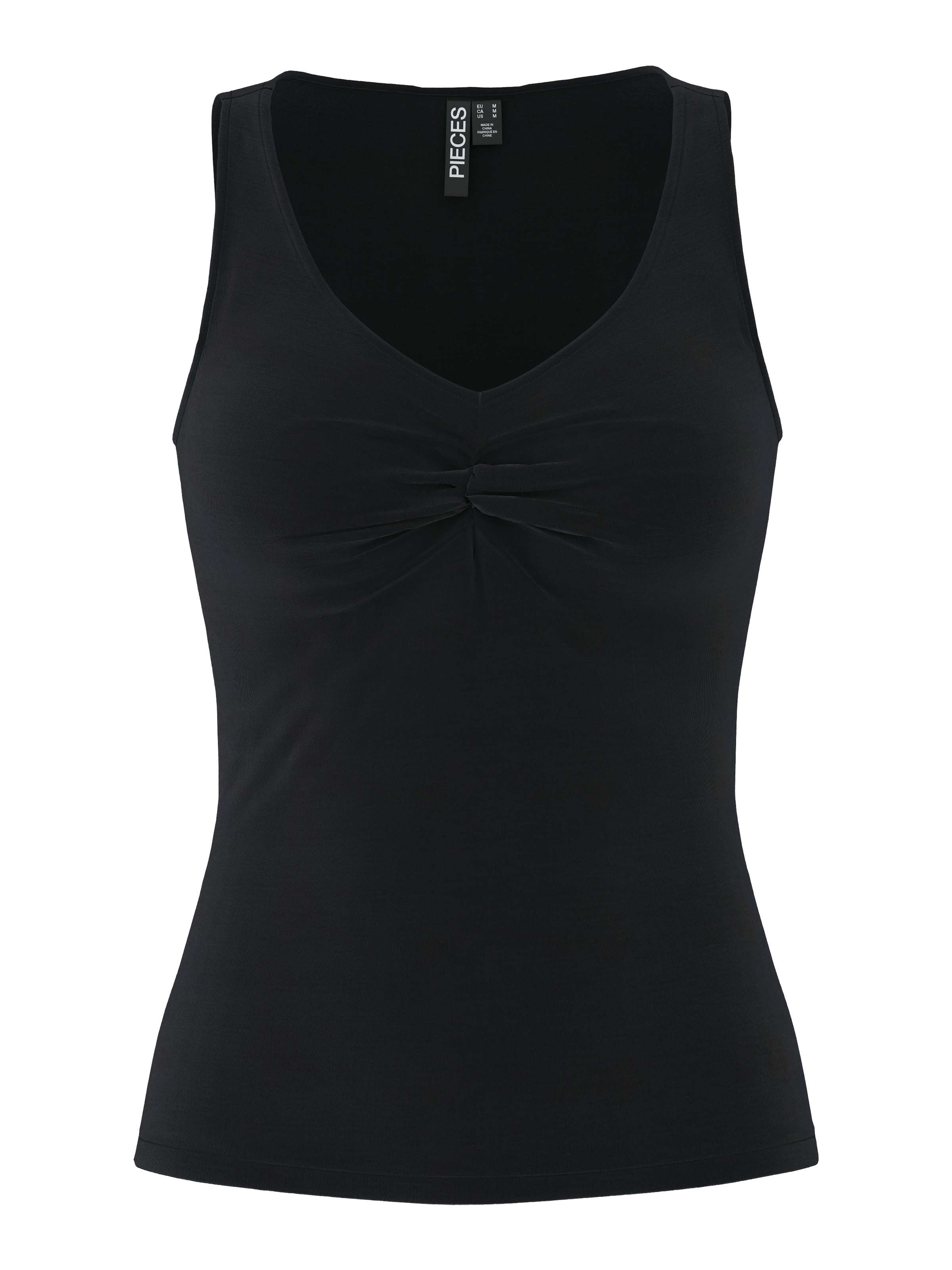 pieces V-Shirt "PCMALIVA SL V-NECK TOP JRS NOOS BC" mit Raffung im Brustbereich