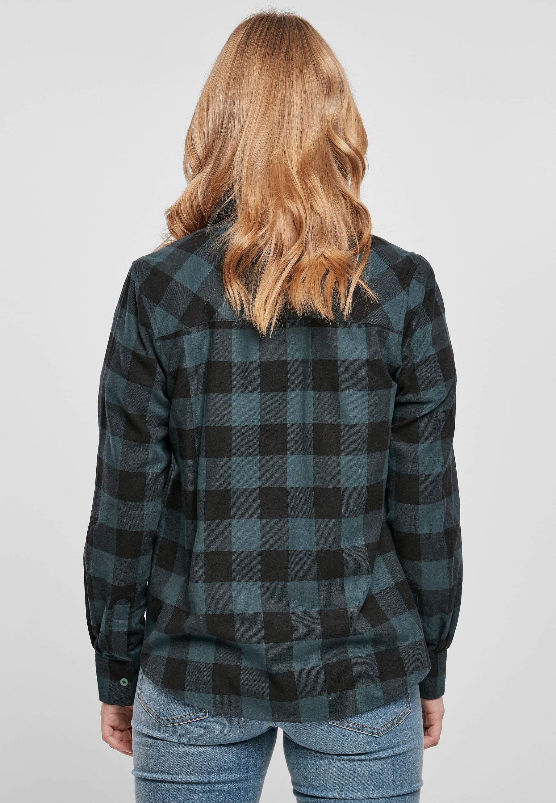 URBAN CLASSICS Langarmhemd »Urban Classics Damen Ladies Turnup Checked Flanell Shirt«, (1 tlg.)