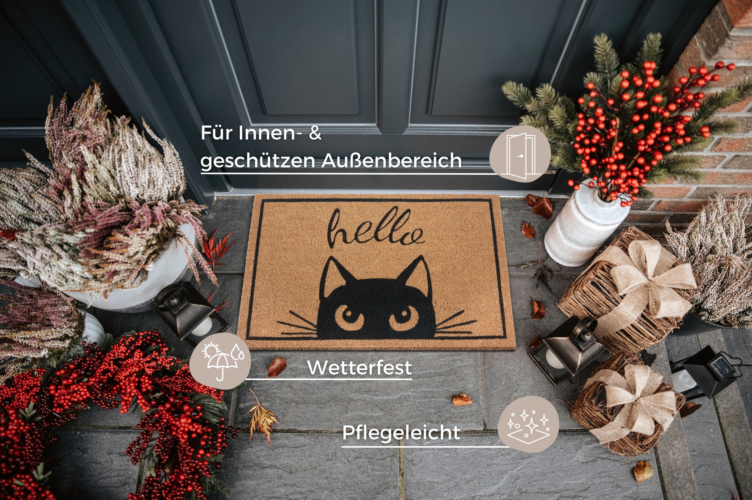 HANSE Home Fußmatte "Kokos Watching Cat, Türmatte" rechteckig 15 mm Höhe Ko günstig online kaufen