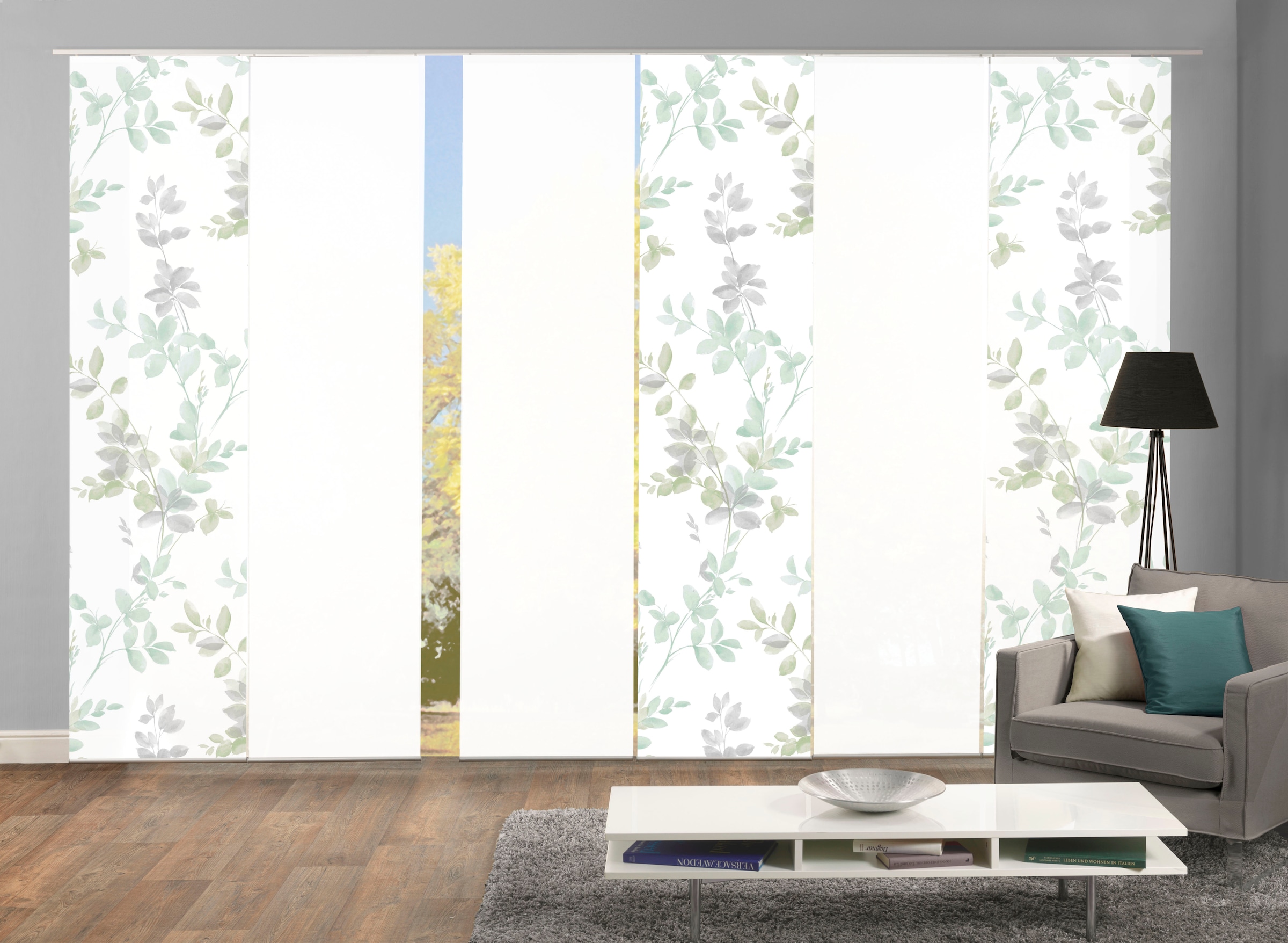 HOME WOHNIDEEN "6er SET" Paneelwagen 6 Stk. tlg. Schiebevorhang Digidruck 6 günstig online kaufen