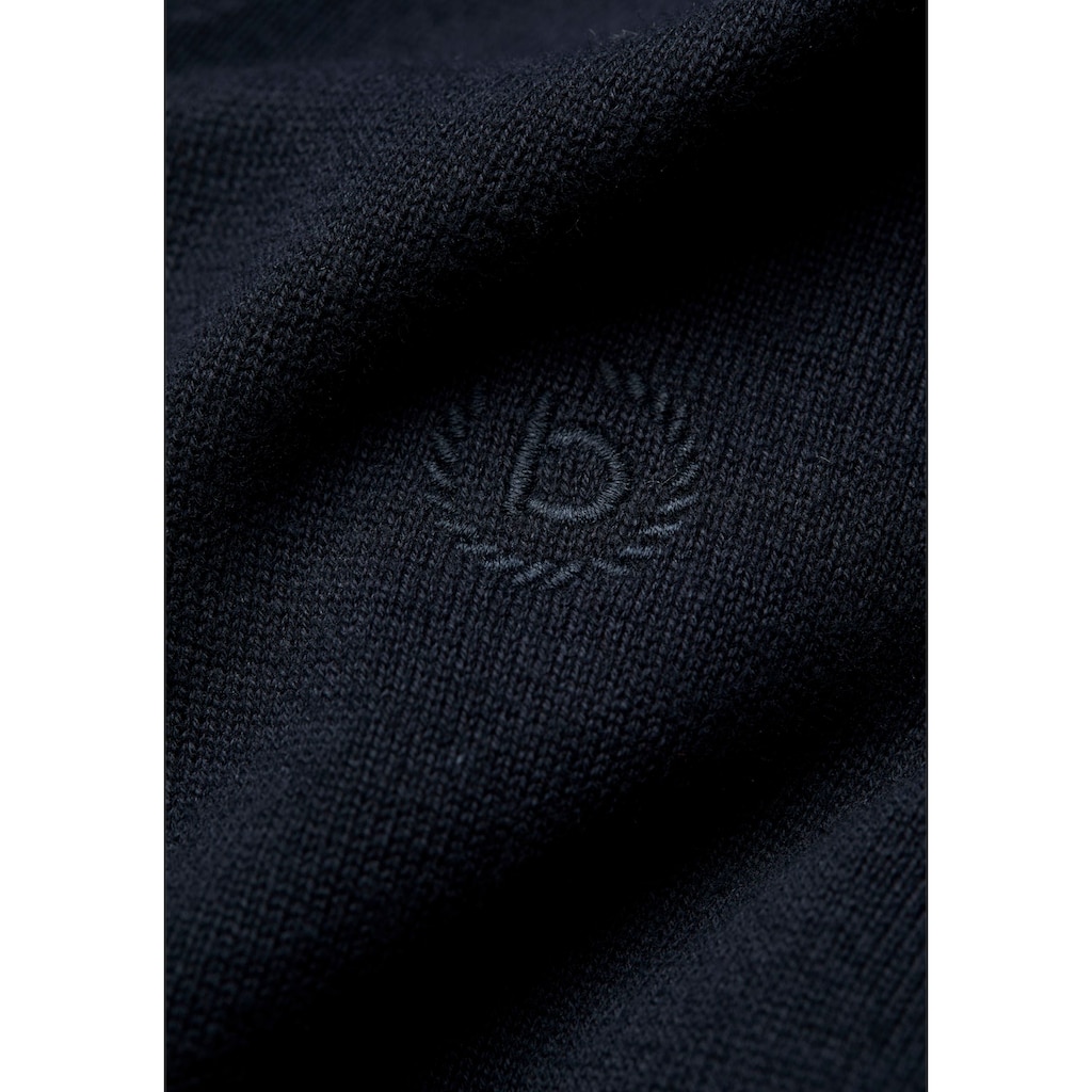 bugatti V-Ausschnitt-Pullover, aus atmungsaktiver Baumwolle und mit Logo-Stickerei