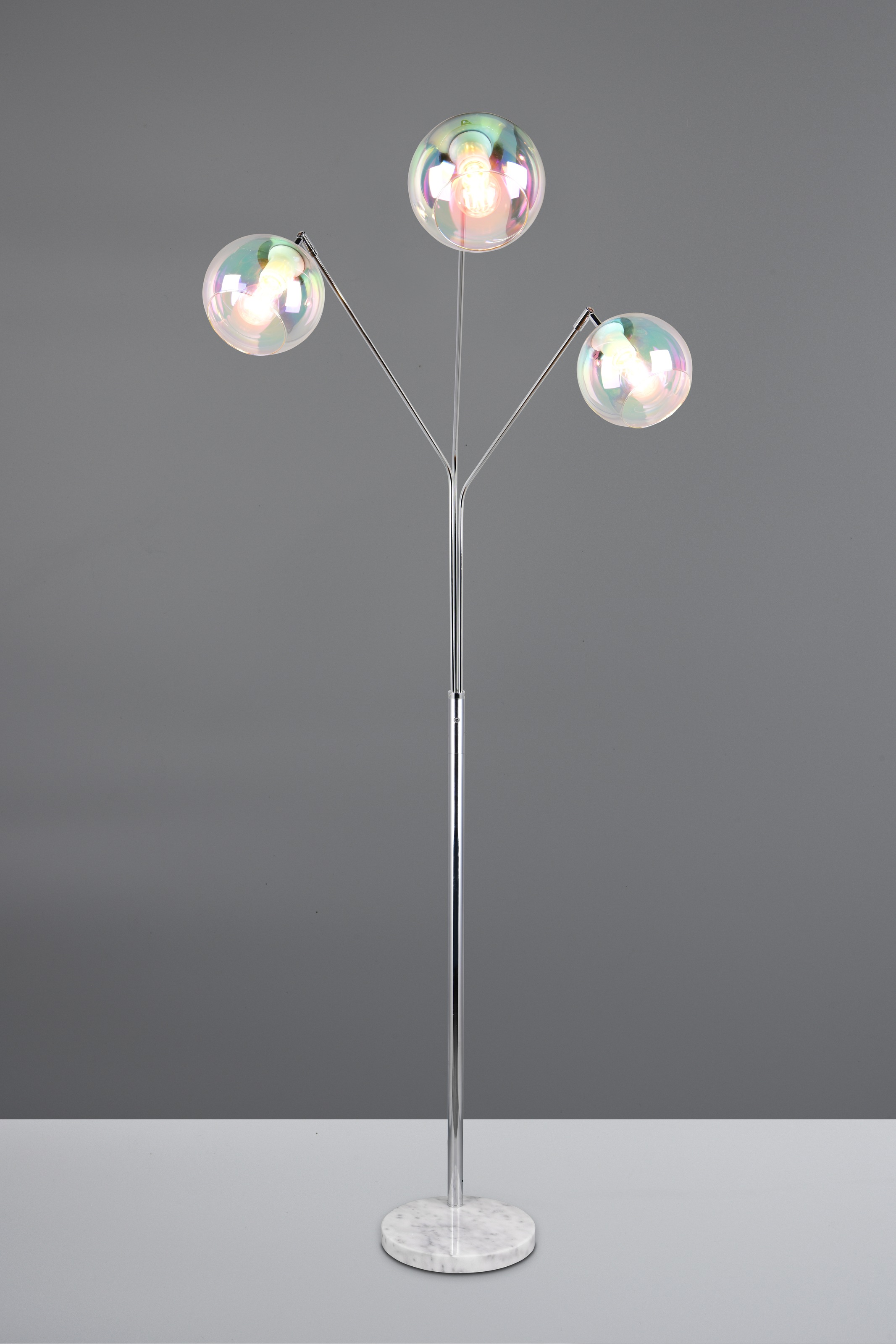 TRIO Leuchten Stehlampe »PAXTON, dreiflammige Stehleuchte, Glas Lampenschirme, Arme verstellbar«, 3 flammig, Leuchtmittel E27 | Leuchtmittel wechselbar, exkl. 3x E27 max 10W, Höhe 200cm Breite 67cm, Kippschalter, 2m Kabel