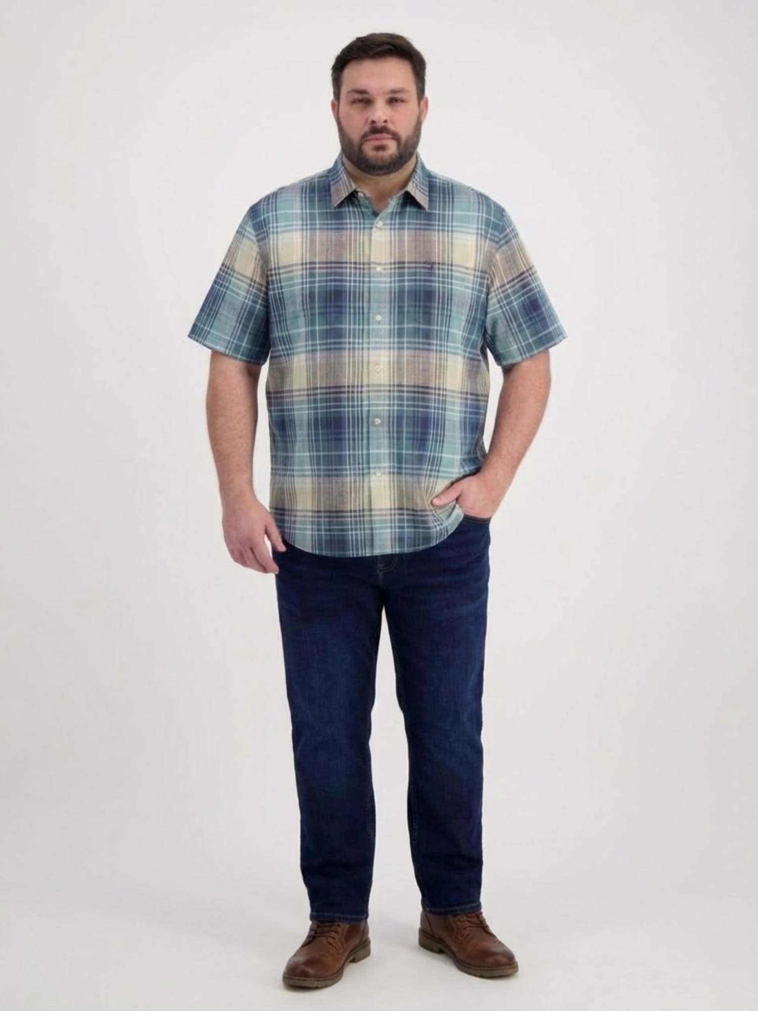 LERROS Kurzarmhemd »Kariertes Kurzarmhemd in großen Größen«