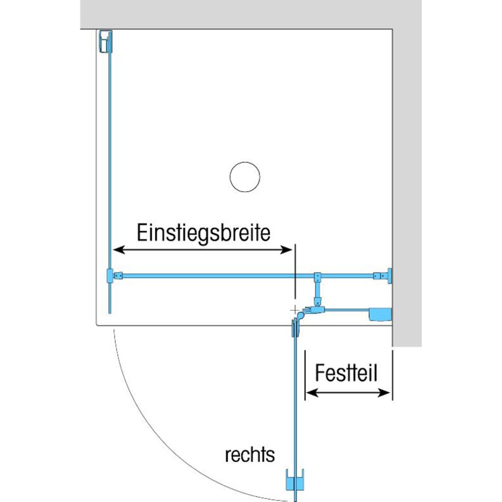 Technik & Freizeit Bad & Sanitär Dusbad Eckdusche »Dusbad Vital 1«, (2 tlg.), Drehtür rechts, Breite: 850mm, mit Seitenwand, Bre