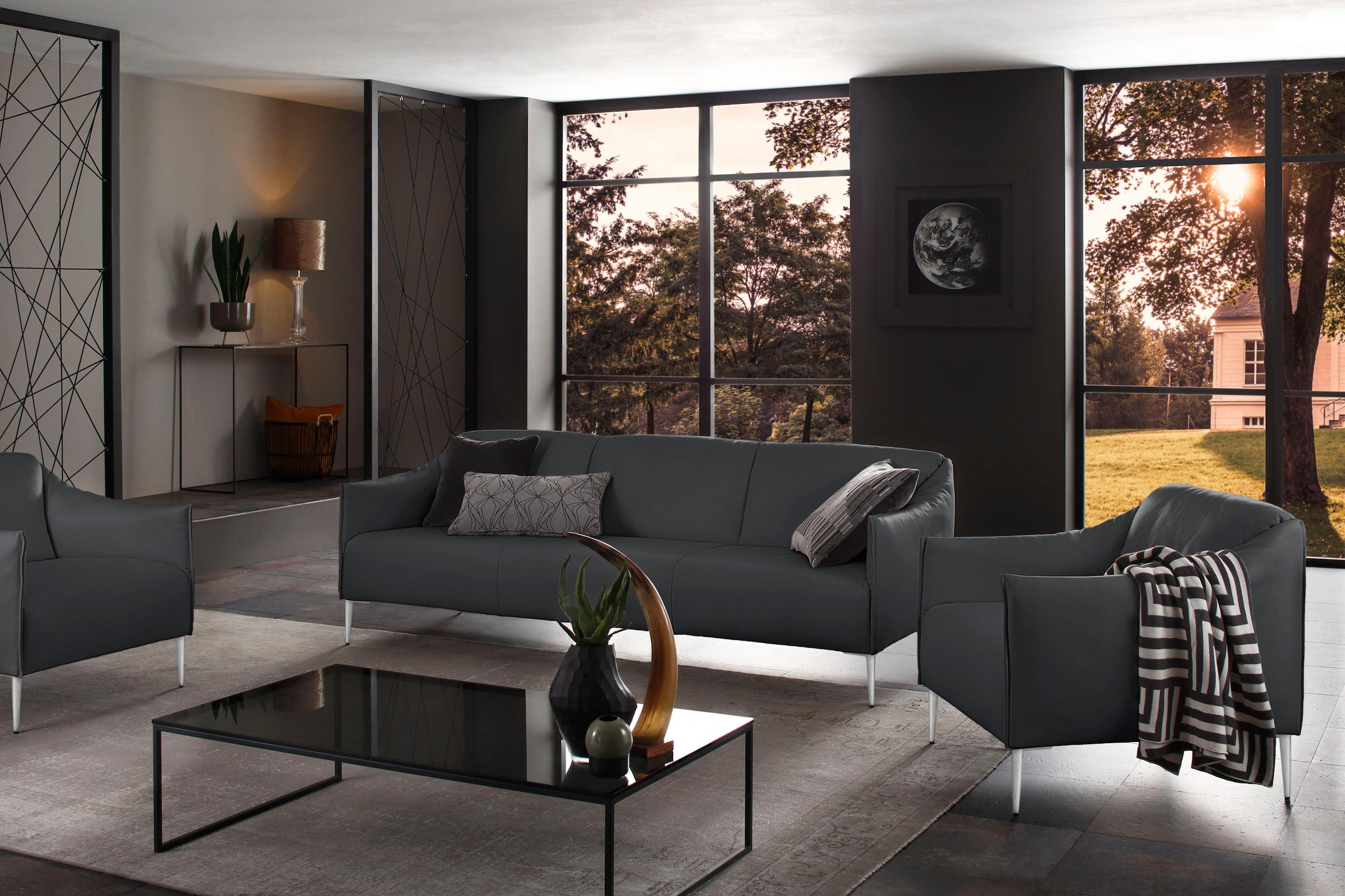 W.SCHILLIG 3-Sitzer »sally«, mit Metallfüßen in Chrom glänzend, Breite 224 cm