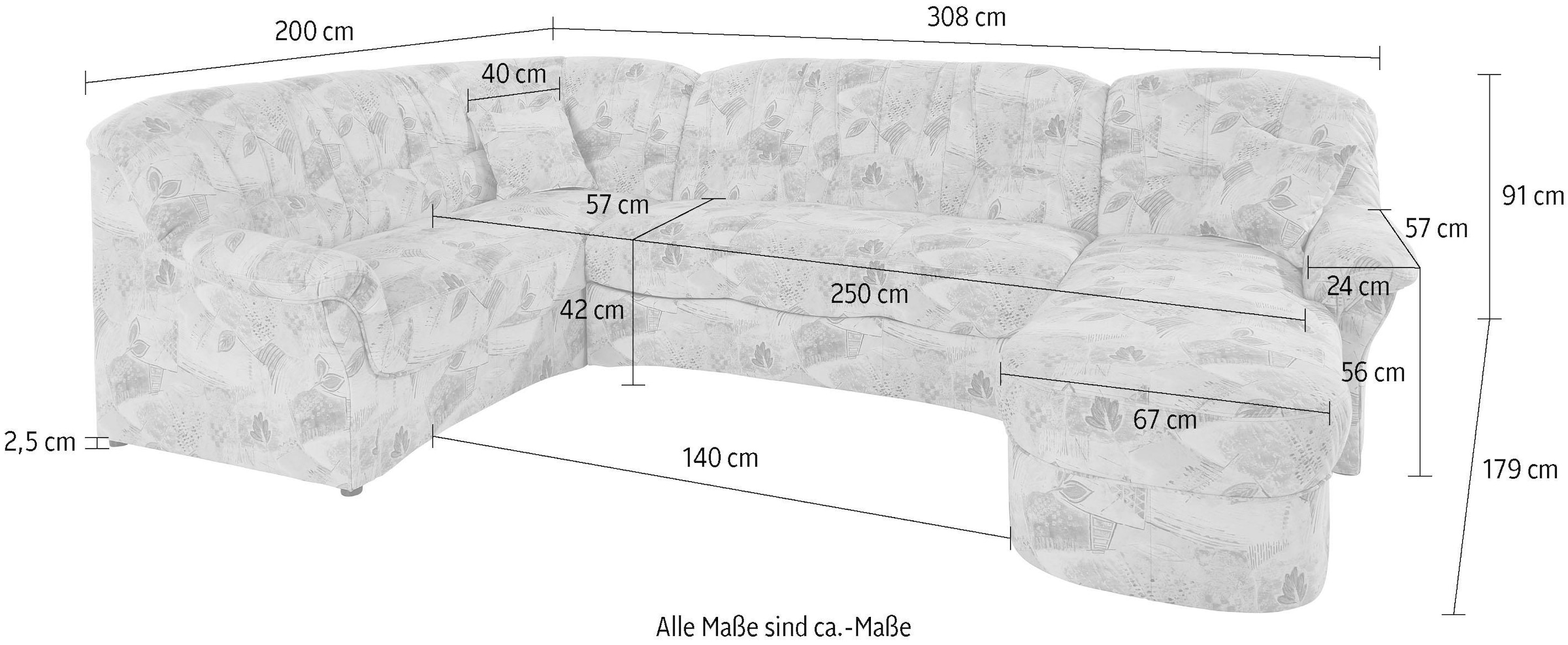 DOMO collection Wohnlandschaft »Bahia Sitzbelastung 140 kg, U-Form«, wahlweise mit Bettfunktion