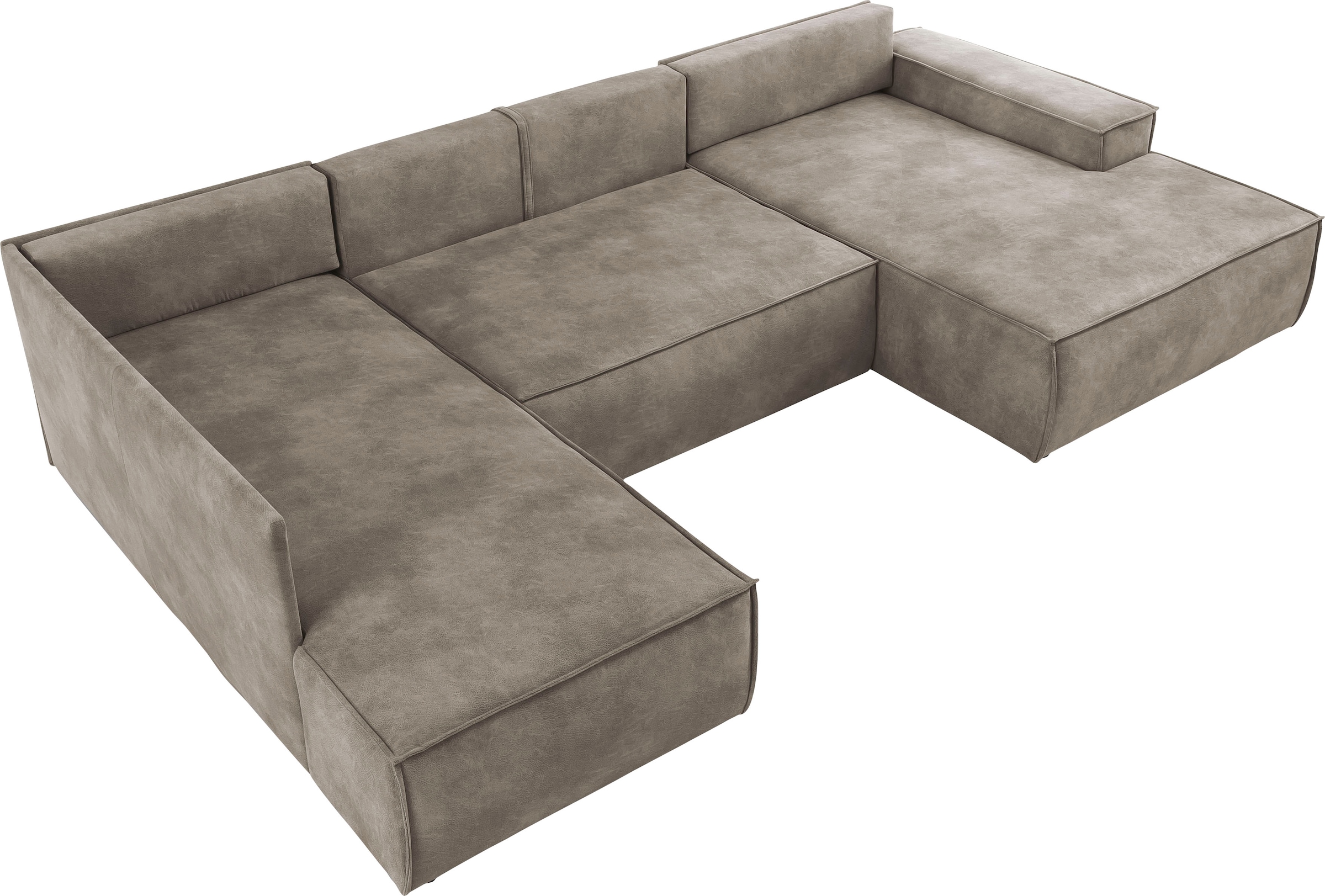 Home affaire Wohnlandschaft »SHERWOOD 329 cm, U-Form, Schlafsofa,«, Schlaffunktion m. Bettkasten (194x139 cm), Cord, Vintage, Samtvelours