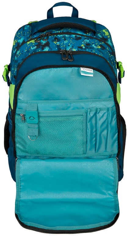 neoxx Schulrucksack »Active, Petrol Extreme«, reflektierende Details, aus recycelten PET-Flaschen