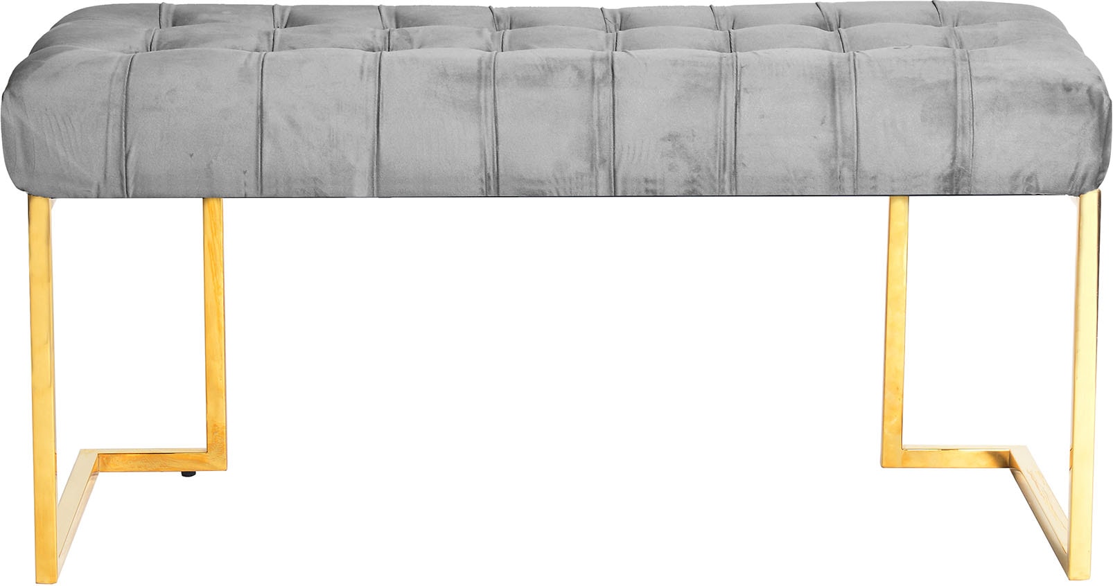 Sitzbank KAYOOM "Rarity 225, Edler Touch durch goldenes Gestell", grau, B:100cm H:48cm T:47cm, Bezug: 100% Polyester (Samt) Gestell: Edelstahl, Sitzbänke, Sitzbank, eckig, samtweich, gesteppt, mit Zierknöpfen, Edelstahlgestell 2