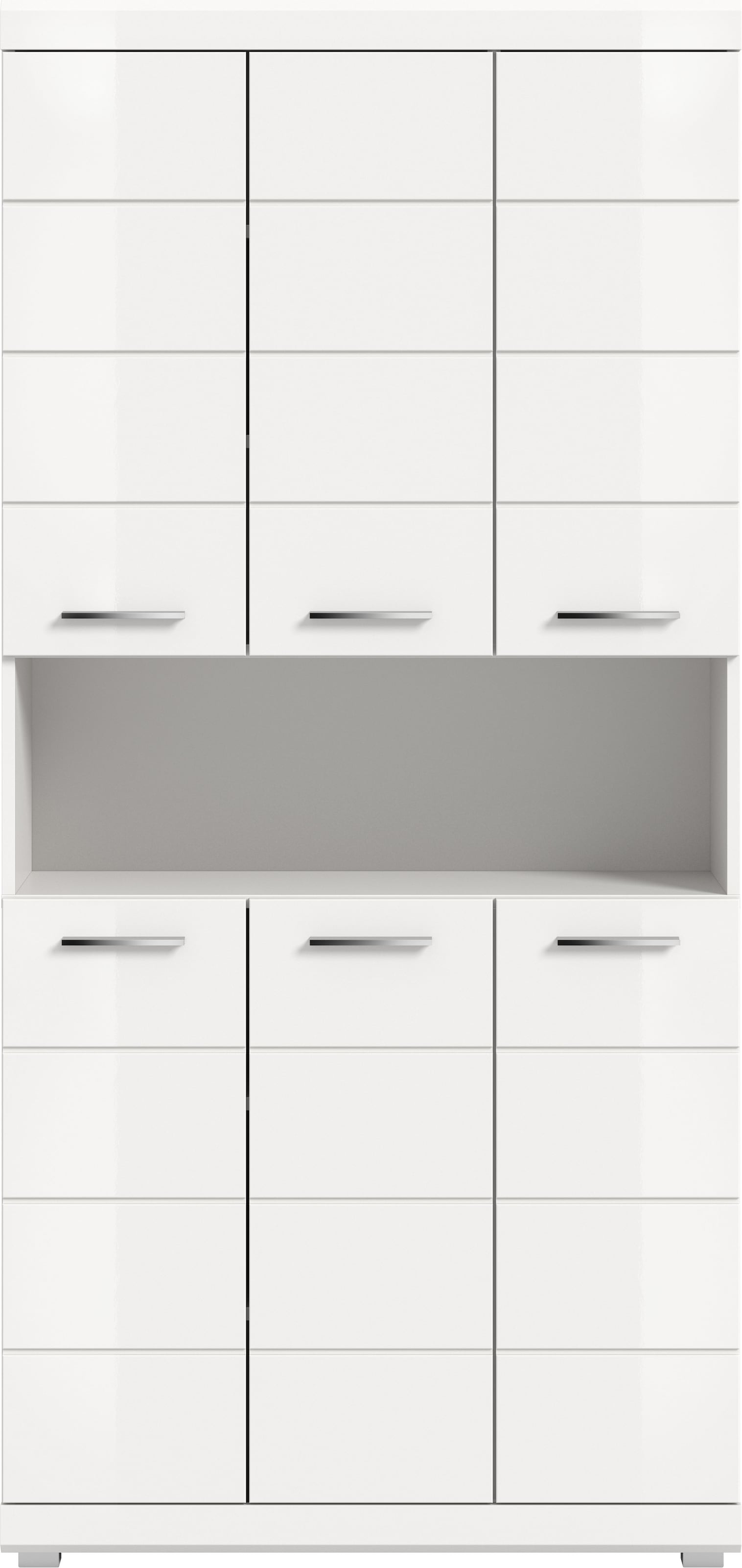 welltime Hochschrank »SIENA, Höhe 191cm, 6 Türen, 1 offenes Fach, 8 Einlegeböden, MDF-Front« TOPSELLER! Viel Stauraum,  Badmöbel, Badschrank, Badezimmer, Mehrzweckschrank, Universalschrank