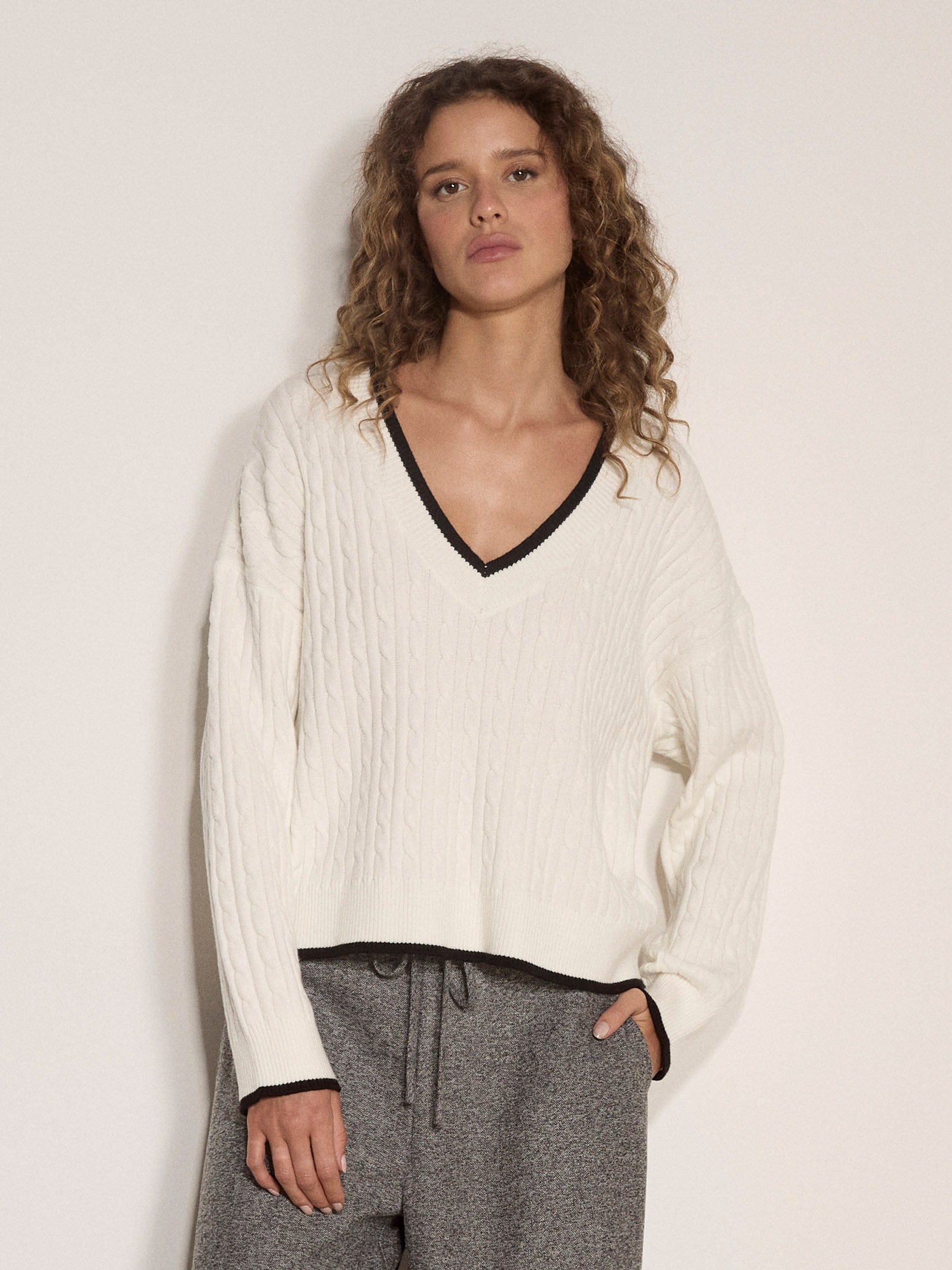 Apricot Strickpullover "Cricket-Pullover" mit Zopfmuster
