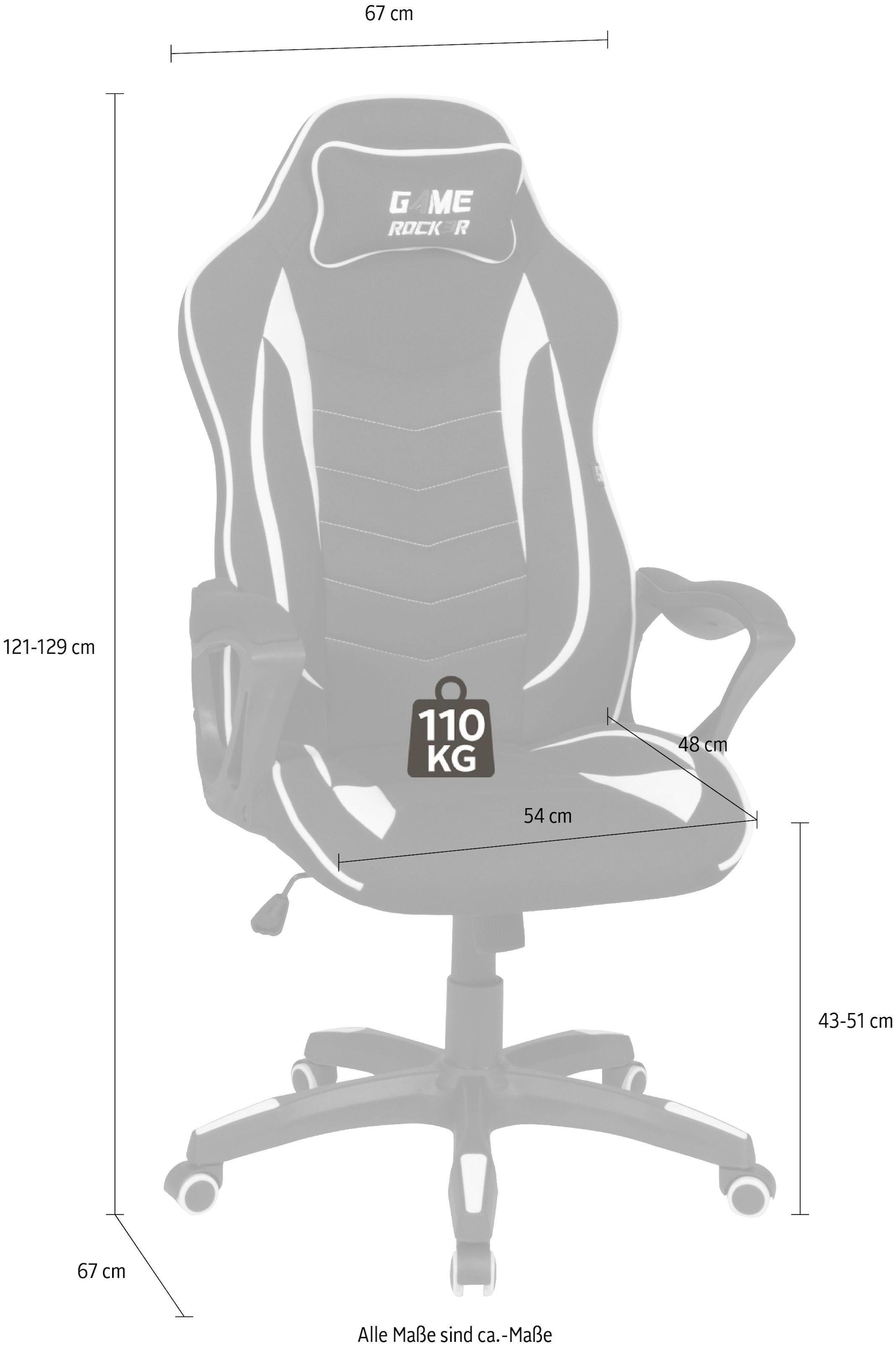 Duo Collection Gaming-Stuhl »Game-Rocker R-10«, Stoffbezug-Netzstoff, komfortabler Bürostuhl mit Nackenkissen & Drehfunktion