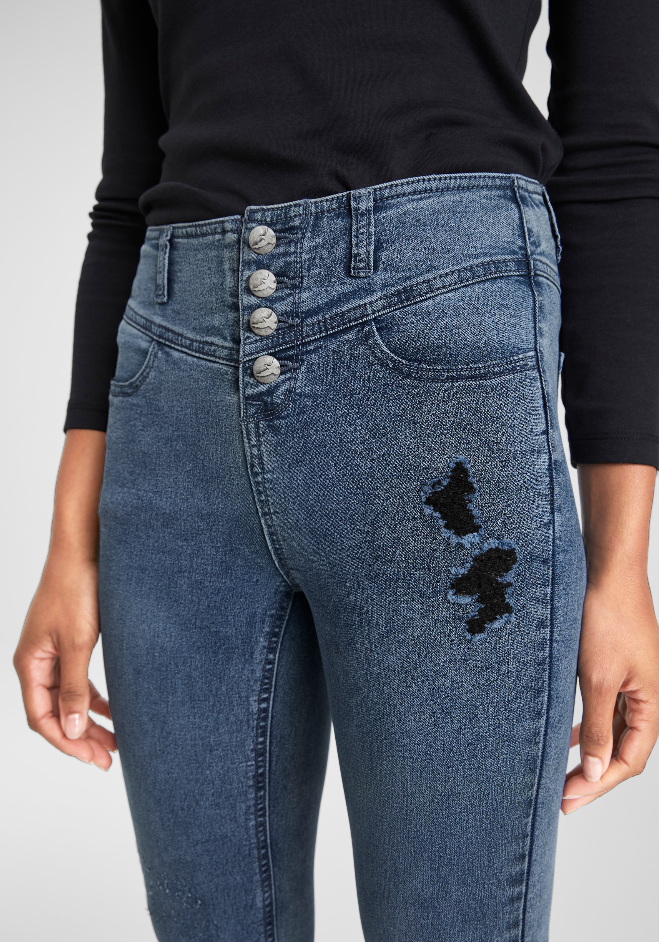 Arizona Skinny-fit-Jeans »Ultra Stretch«, hohe Leibhöhe, knöchellang, elastisches Denim-Material