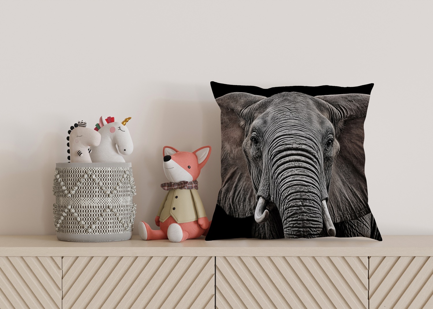 queence Dekokissen »Elefant«, Kissenhülle mit HD Premium Druck, geruchsneutral, 40x40cm