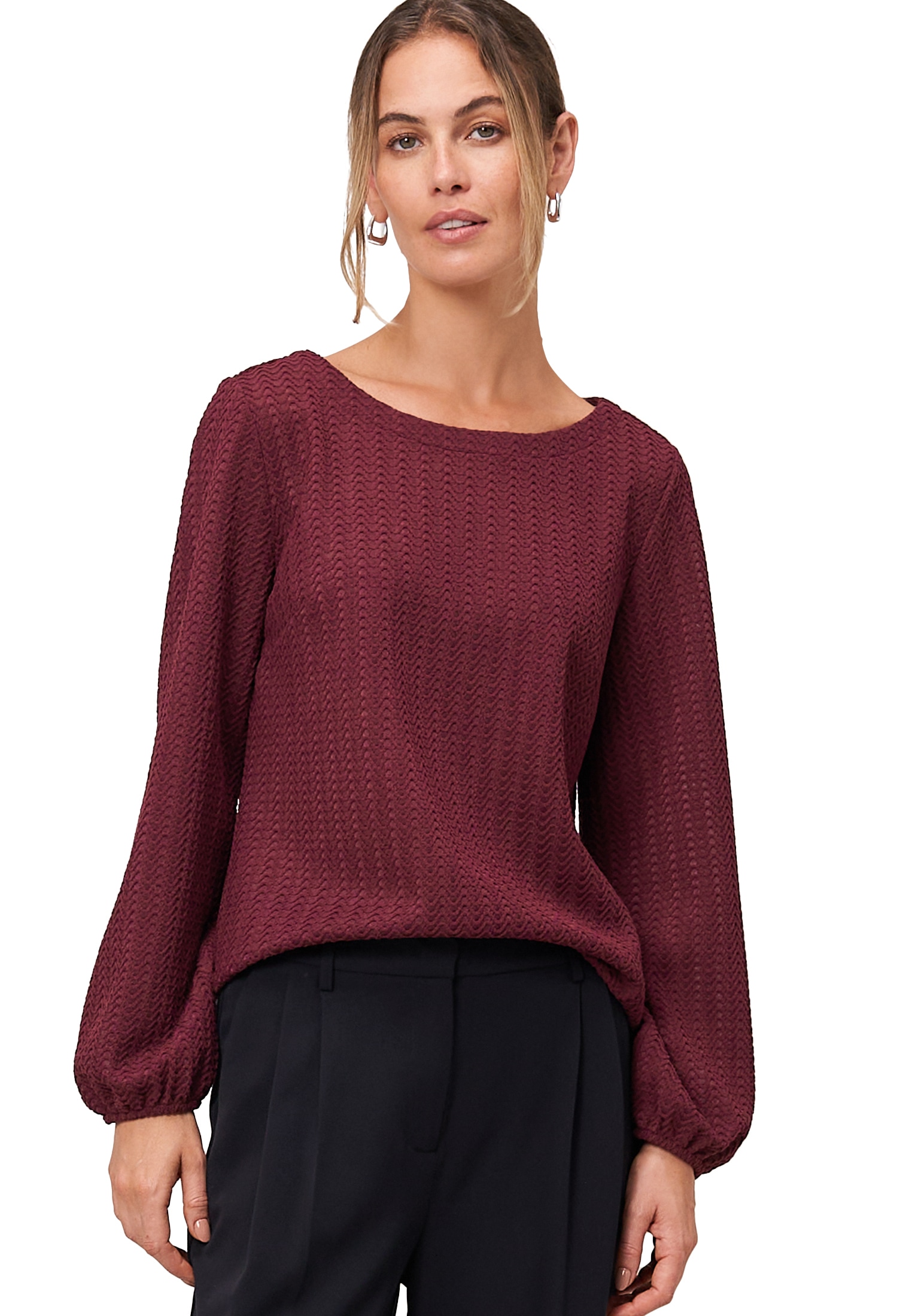 Zero Kurzarmshirt "Damen Strukturshirt mit Rundausschnitt", 1 Stk. Plain/oh günstig online kaufen