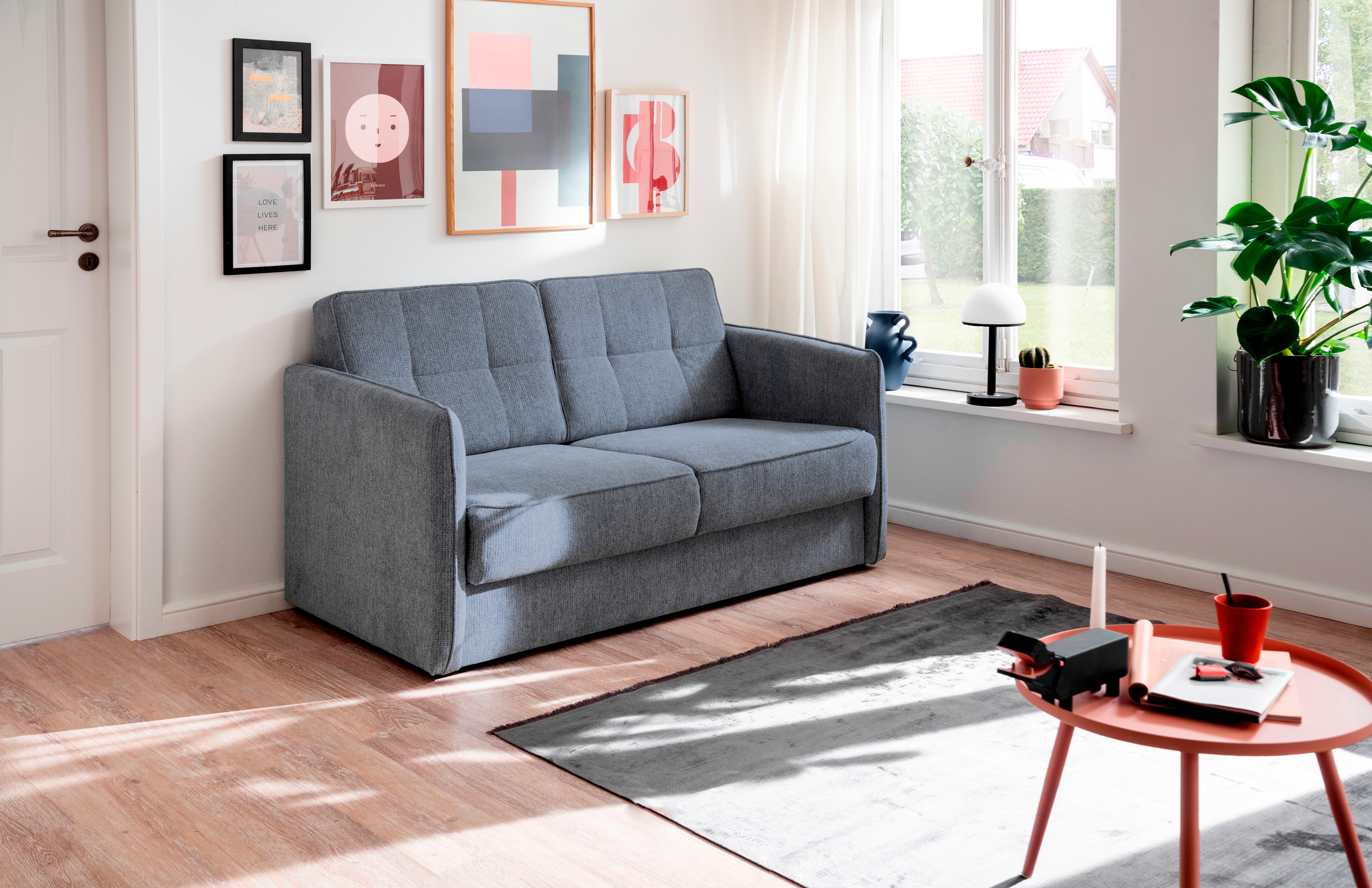 Home affaire Schlafsofa "Milano Einzelauszug, Schlaffunktion, schmale Armlehnen, Breite 147cm" zwei einzeln ausziehbare Liegefunktionen