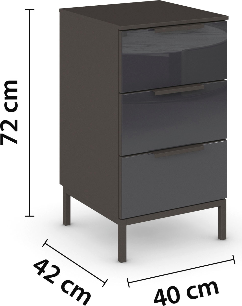 rauch Nachtkommode »Nachttisch Nachtschrank Nachtkonsole FLIPP mit Glasfront« Breite 40 cm,  mit 3 Schubladen und Soft-Close-Funktion sowie Glasfront